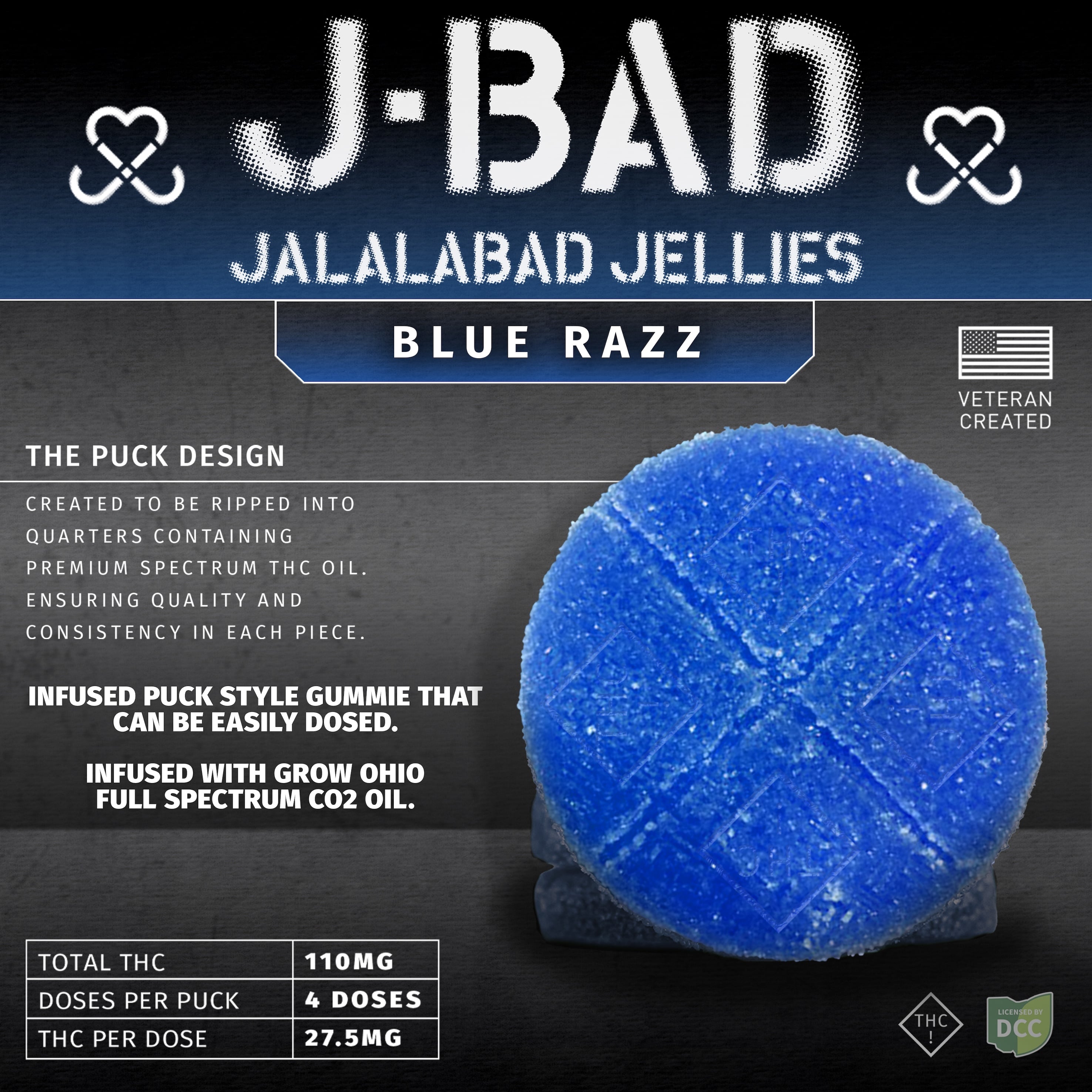 JBAD - BLUE RAZZ SOUR - GUMMIES - [25MG] - 4PK