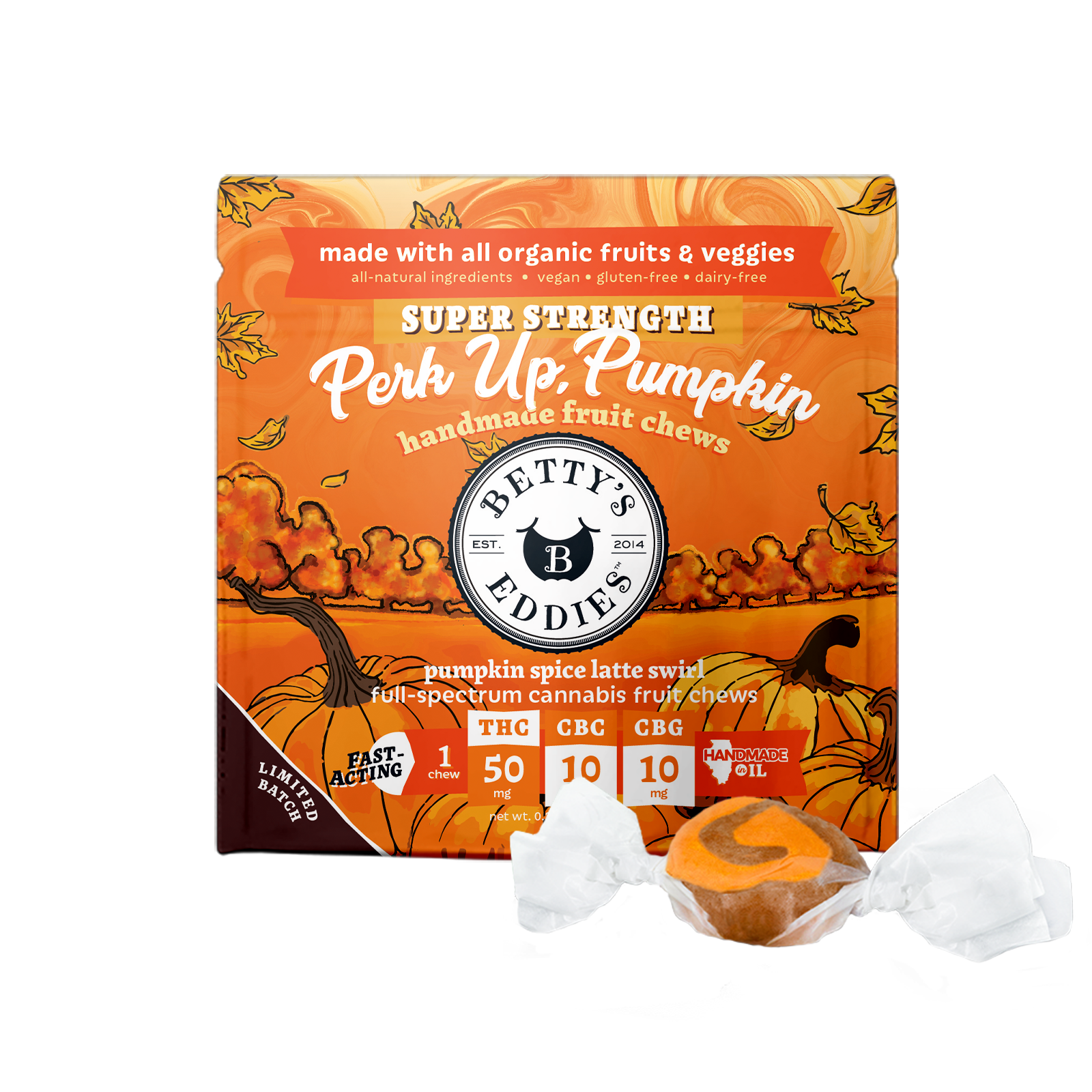 Perk Up, Pumpkin Spice Latte Swirl [1pk] (50mg THC/10mg CBC/10mg CBG)