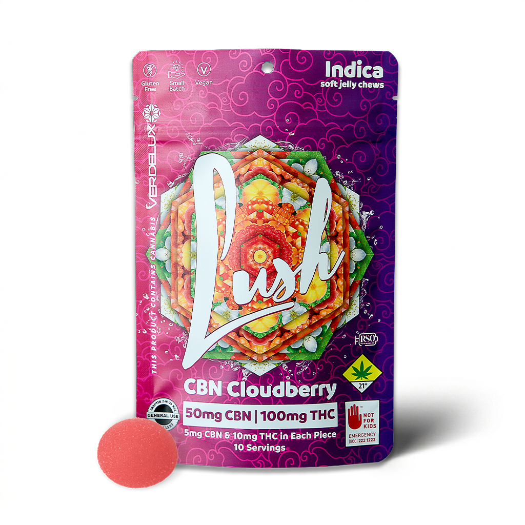 Gummies Lush Cloudberry 2:1 Jellies (DOHC) Edibles- 10pk 50mg CBN | 100mg THC