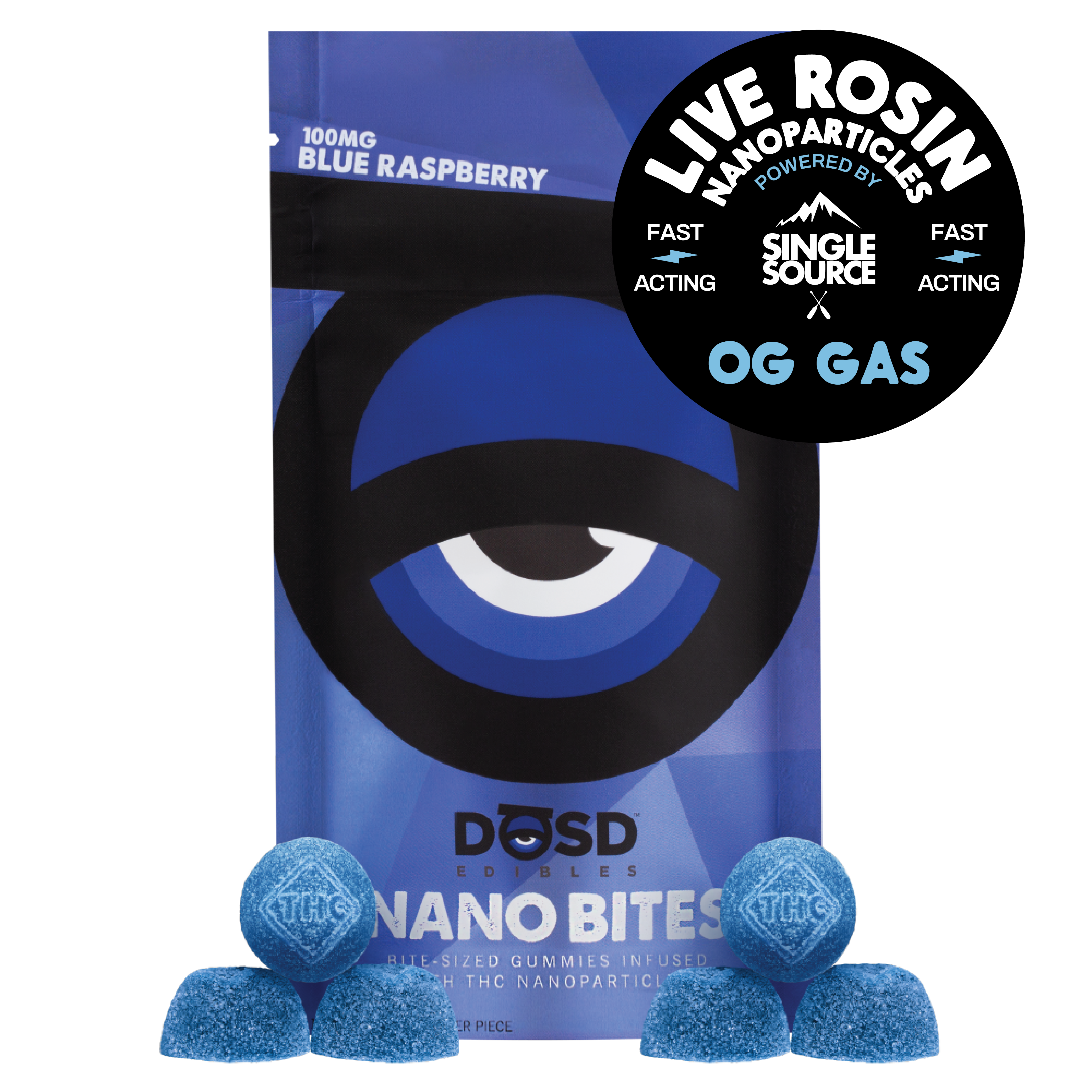 ROSIN OG Gas by Single Source, Blue Raspberry [10pk] (100mg THC)