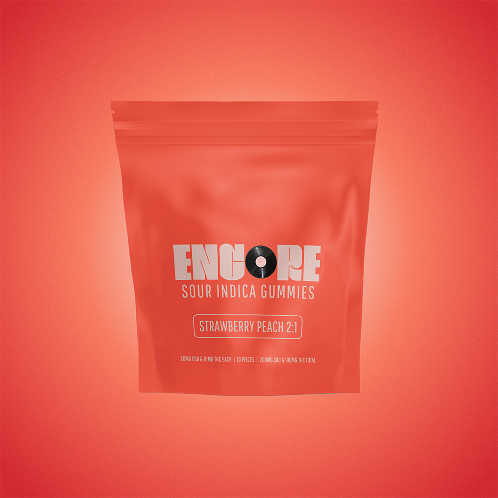 2:1 Sour Strawberry Peach Gummy 100mg 10-pack