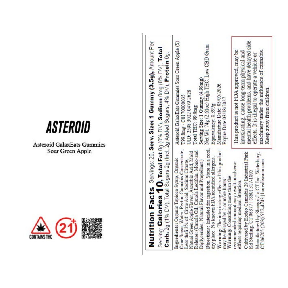 Asteroid GalaxEats Gummies Sour Green Apple (S) T99.8mg - C0170000035