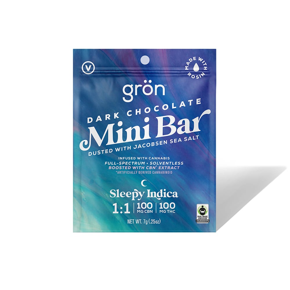 1:1 Sea Salt Dark Chocolate Mini Bar - Sleepy Indica (100mg THC/100mg CBN)