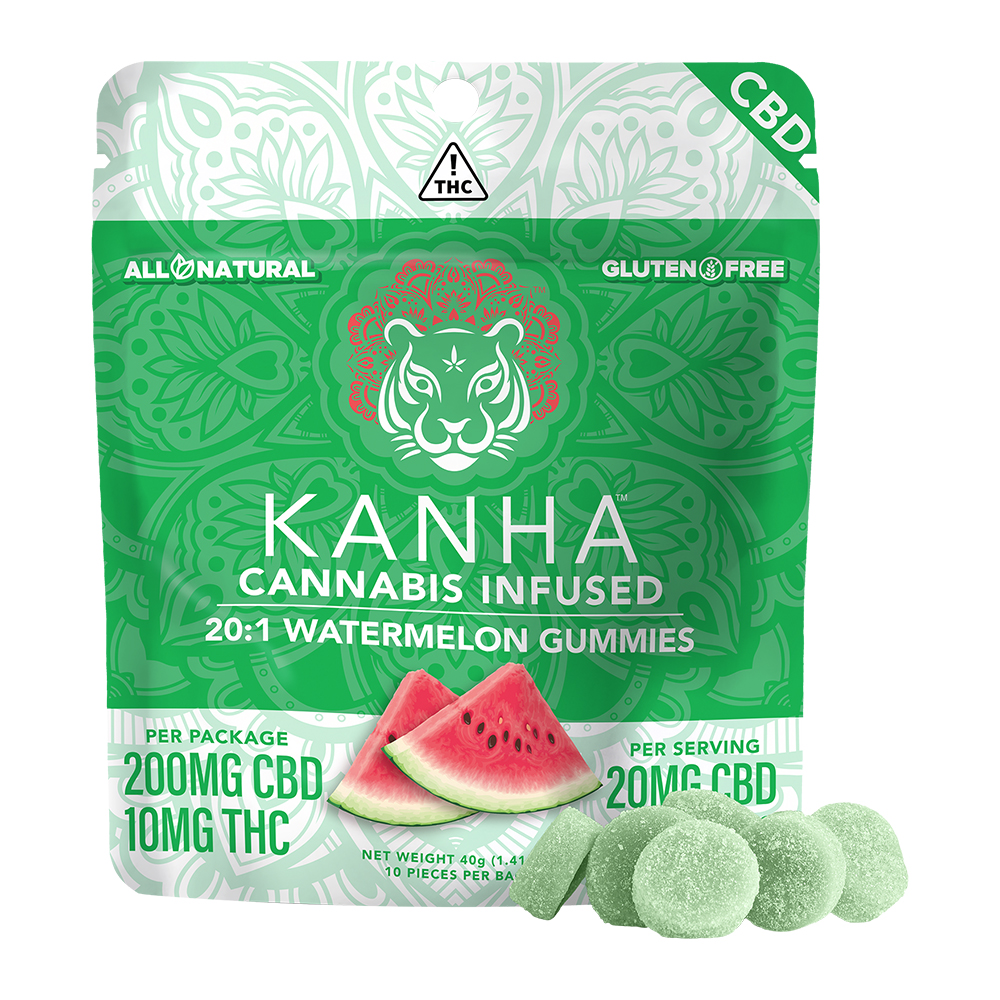 KANHA | 20:1 CBD:THC | Watermelon | 200mg CBD/10mg THC | 10-pack