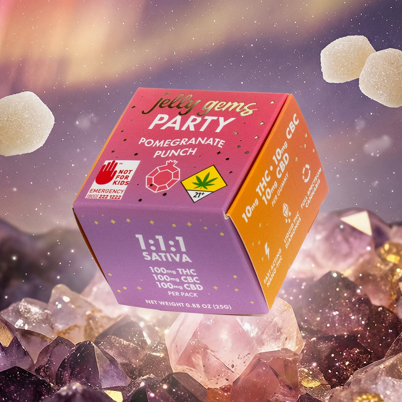 1:1:1 Pomegranate Punch [10pk] (100mg CBD/100mg THC/100mg CBG)