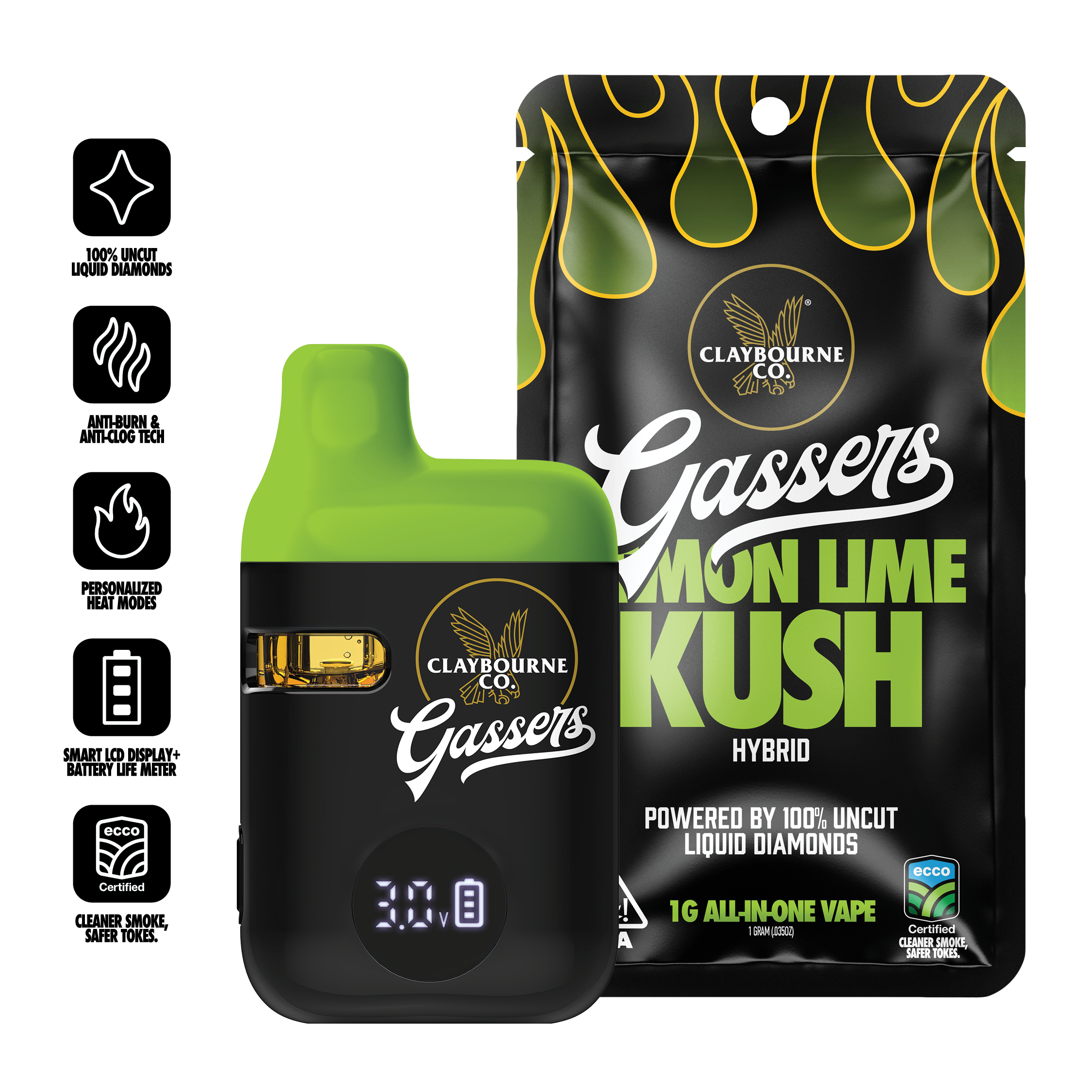 Lemon Lime Kush (1g) - Gassers All-In-One Liquid Diamonds Vape