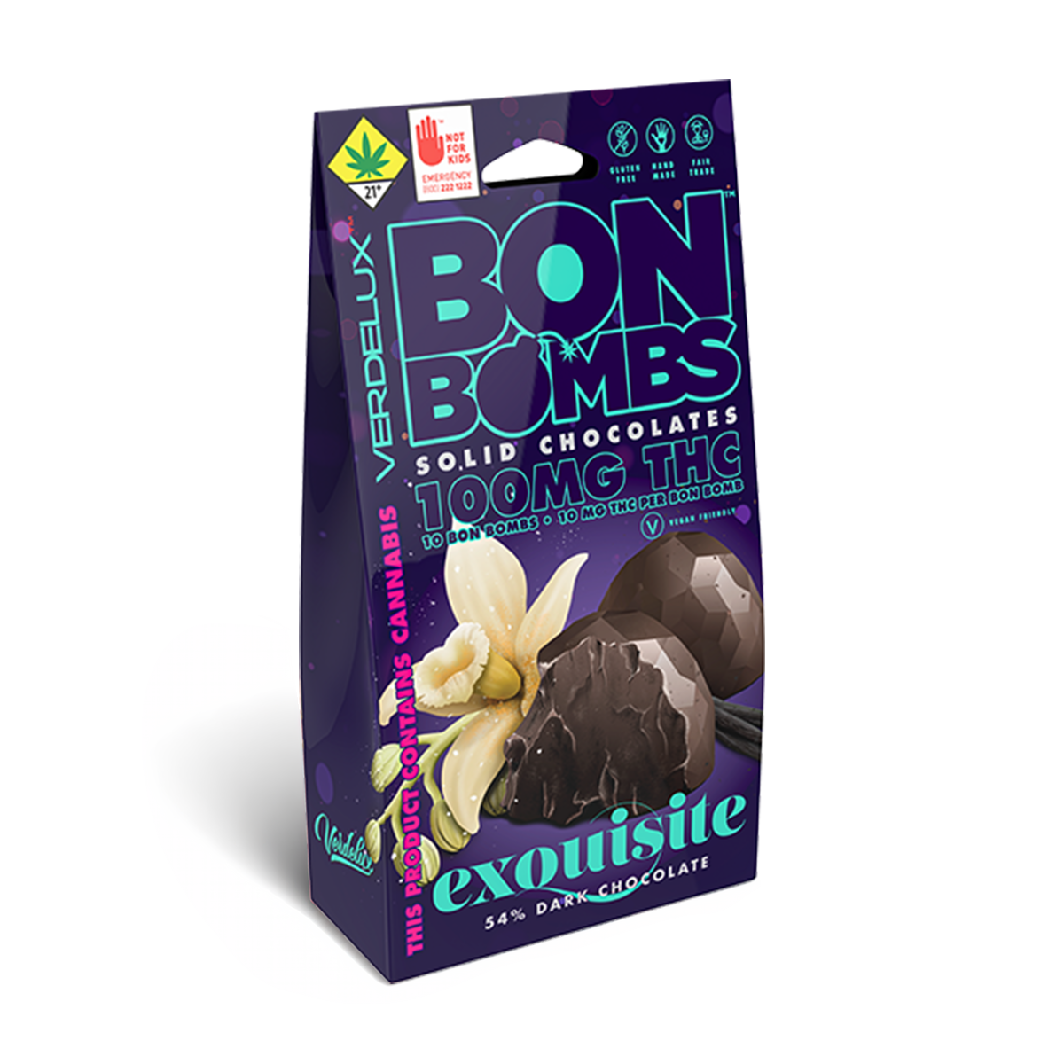 Chocolate BON BOMBS (DOHC) Edibles - 10pk 100mg THC