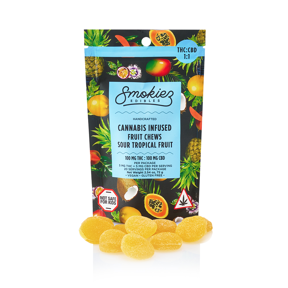 Smokiez - Sour Tropical 1:1 THC:CBD Fruit Chews (100mg 20pk)