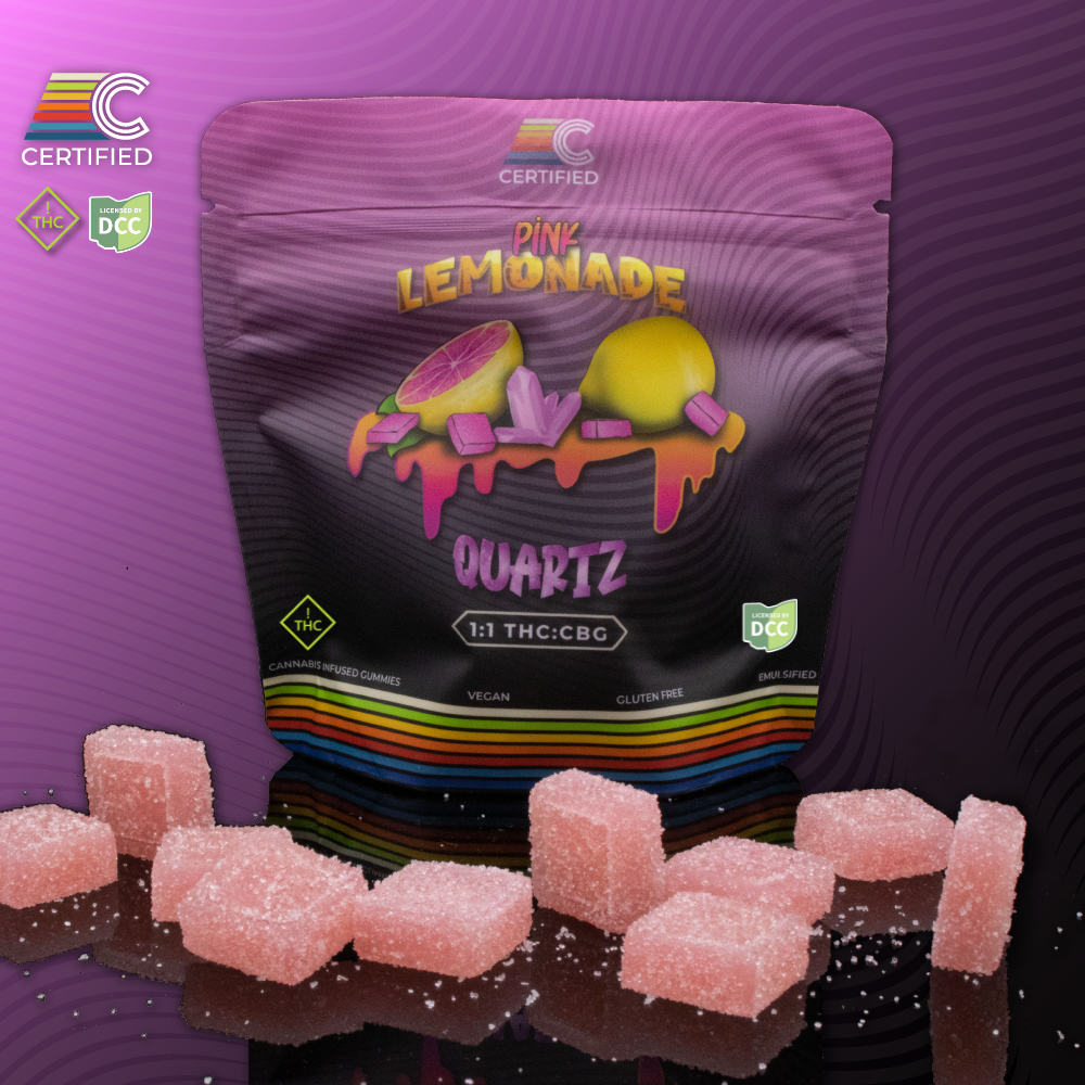 CERTIFIED CULTIVATORS - PINK LEMONADE QUARTZ 1:1 - GUMMIES - [100MG THC / 100MG CBG] - 10PK