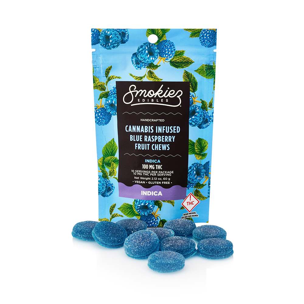 Sweet Blue Raspberry - 100mg Candies - Indica - 10pk | Smokiez | Bloom