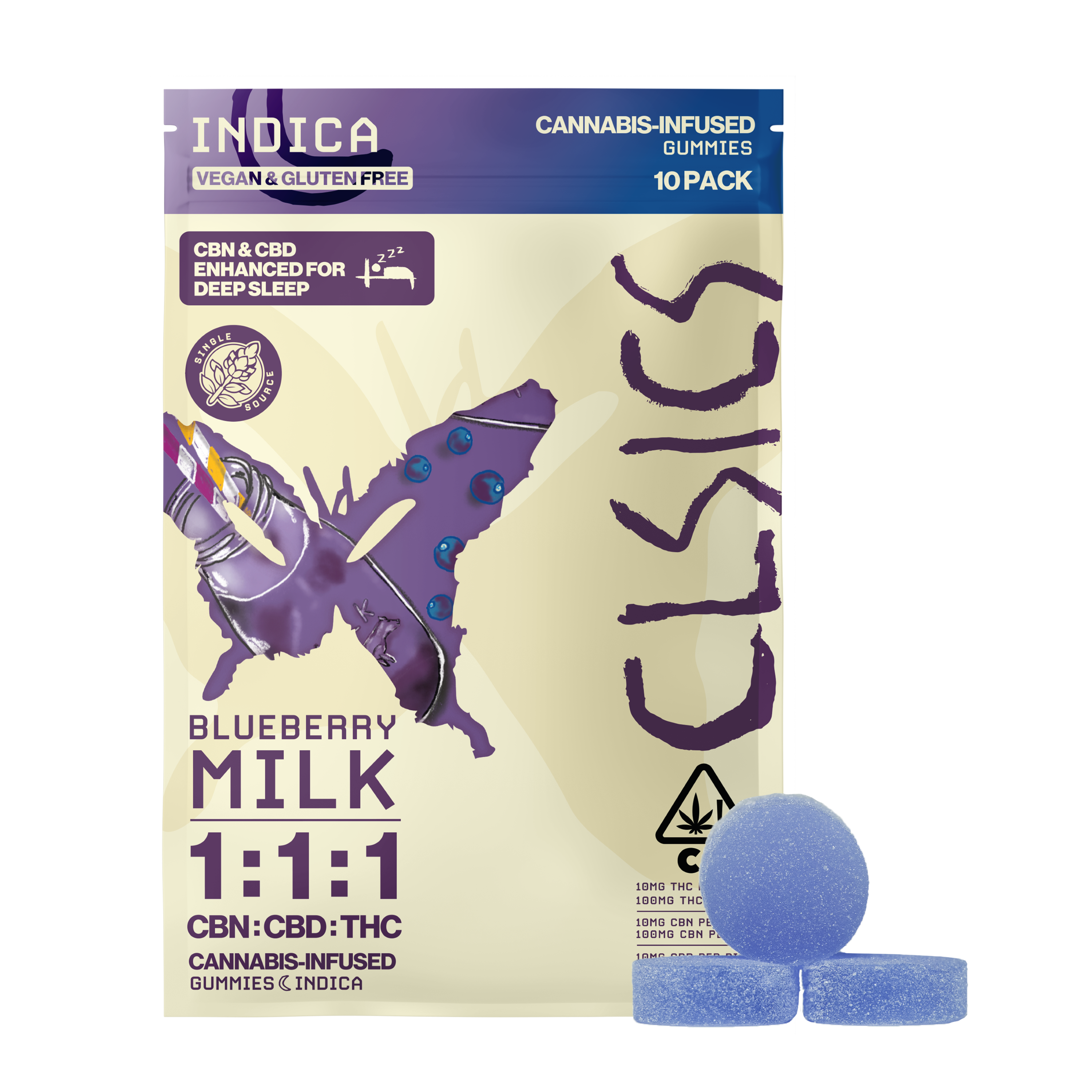 Blueberry Milk - CBN Sleep [10pk] (100mg CBN/100mg CBD/100mg THC)