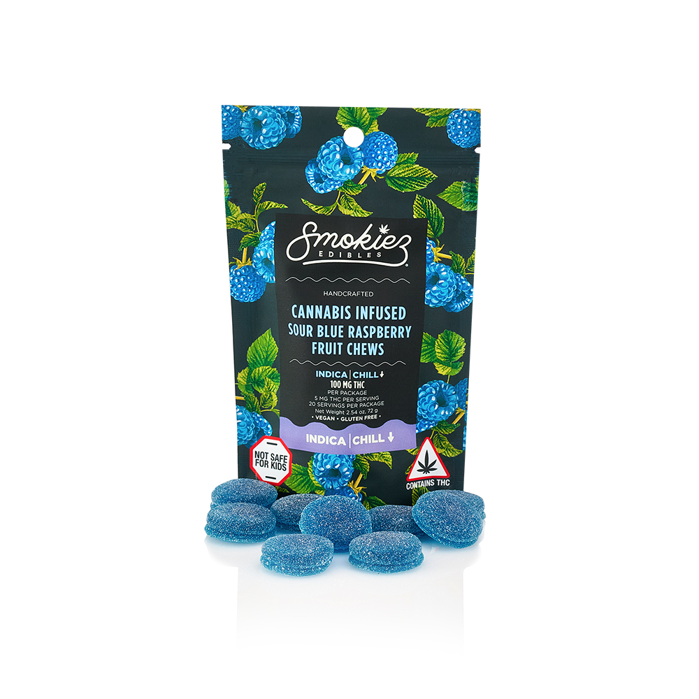 Smokiez - Sour Blue Raspberry Indica Fruit Chews (100mg 20pk)