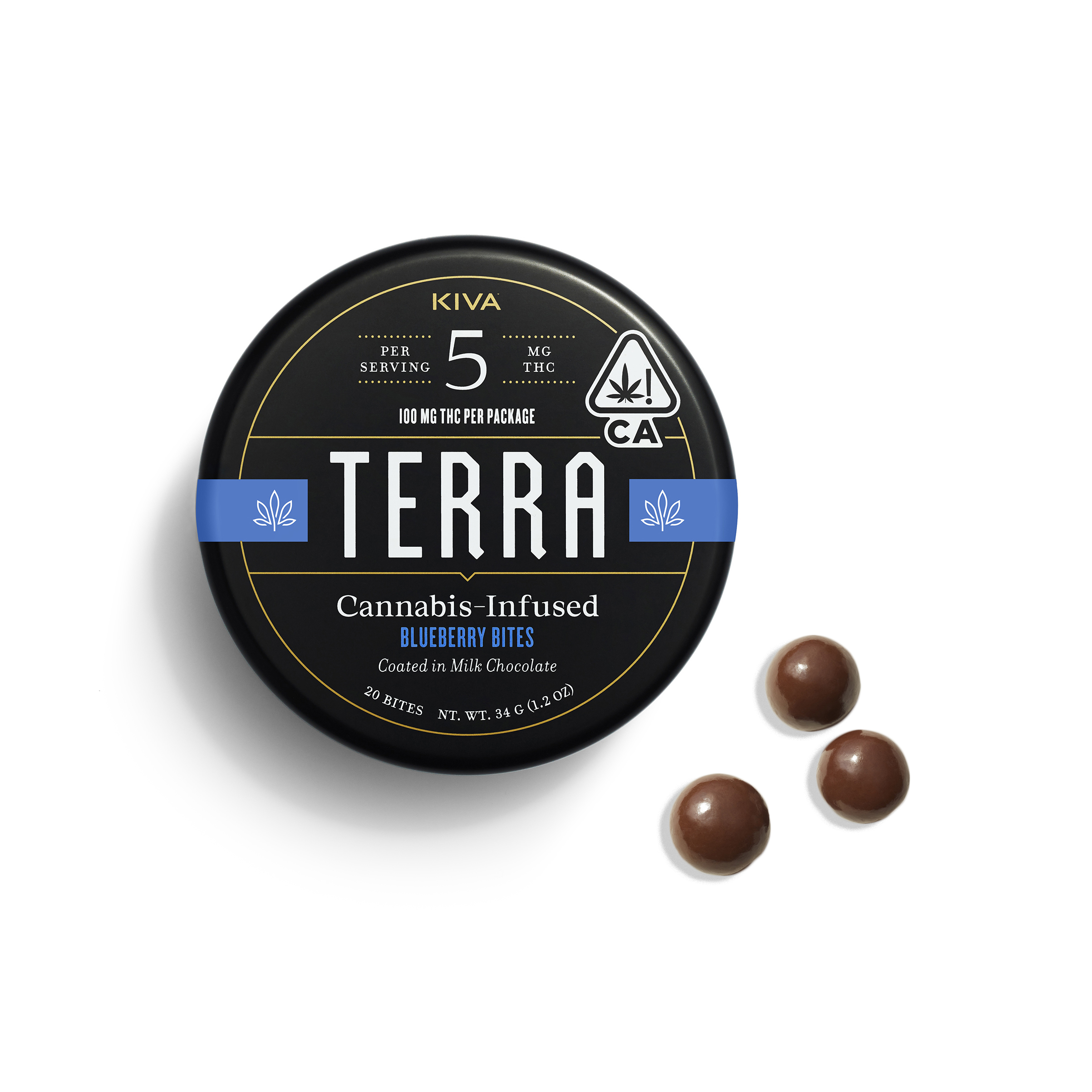 5mg Terra 'Blueberry' Milk Chocolate Bites 100mg THC total