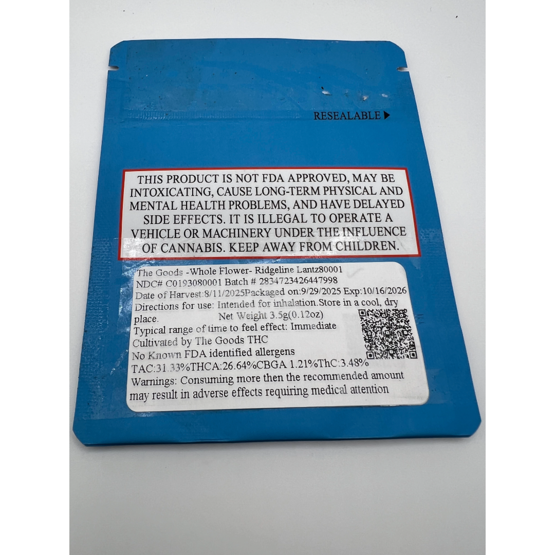 The Goods Ridgeline Lantz Flower 26.84% 80001 3.5g