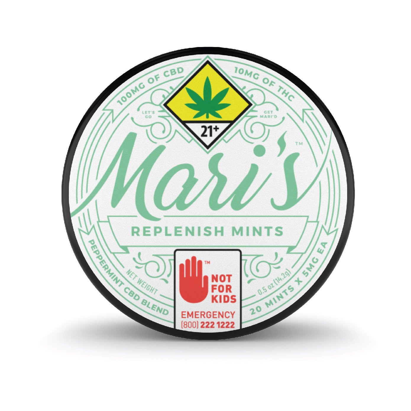 Peppermint (500mg CBD) Mari's Mints Replenish Mints Jane