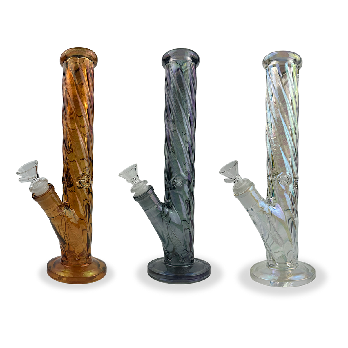 12″ Twisted Iridized Straight Tube Bong