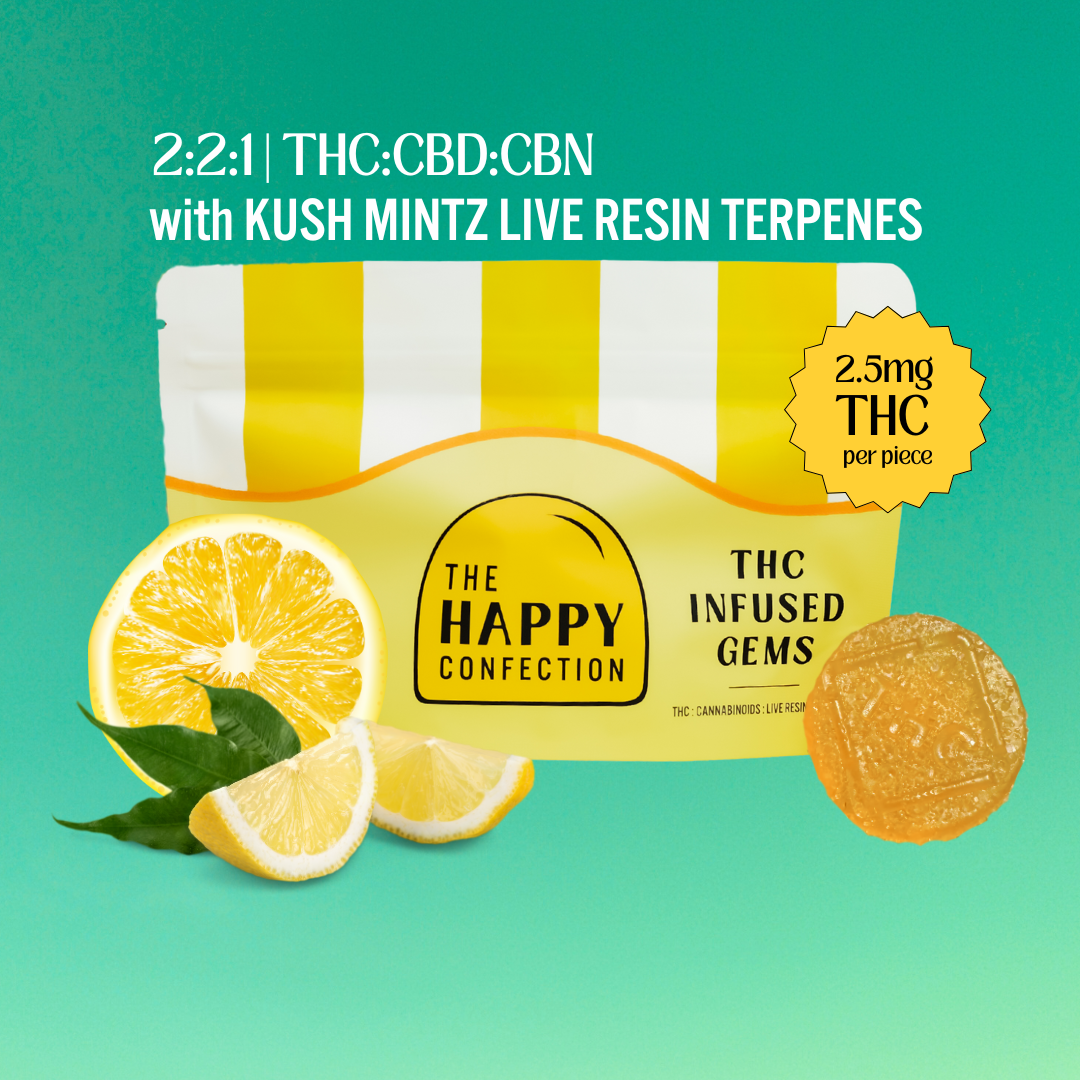 The Happy Confection Micro Dose Infused Gems-20 Pack Sunset Citron THC|CBD|CBN