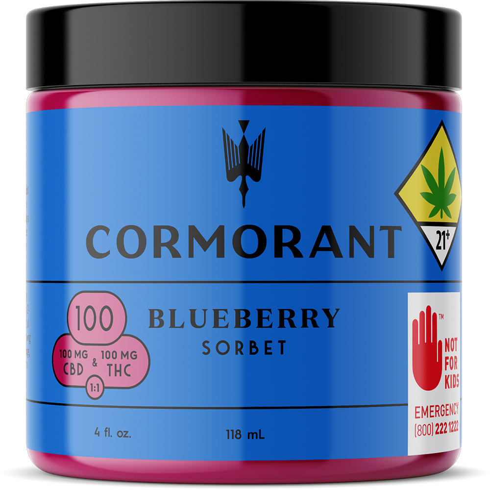 4 oz. 1:1 Blueberry Sorbet - 100 mg CBD + 100 mg THC