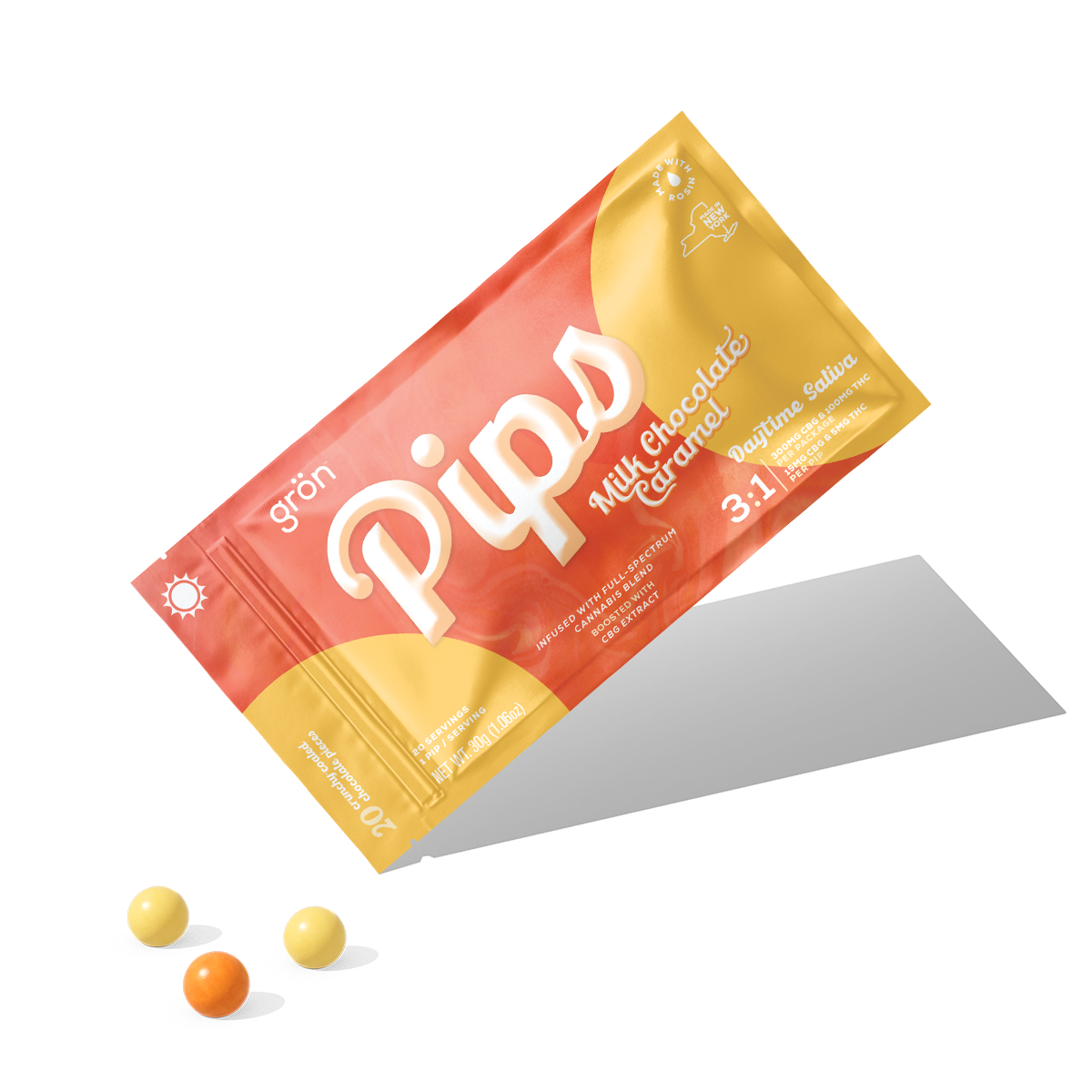 3:1 Milk Chocolate Caramel Pips - Daytime Sativa (300mg CBG / 100mg THC)