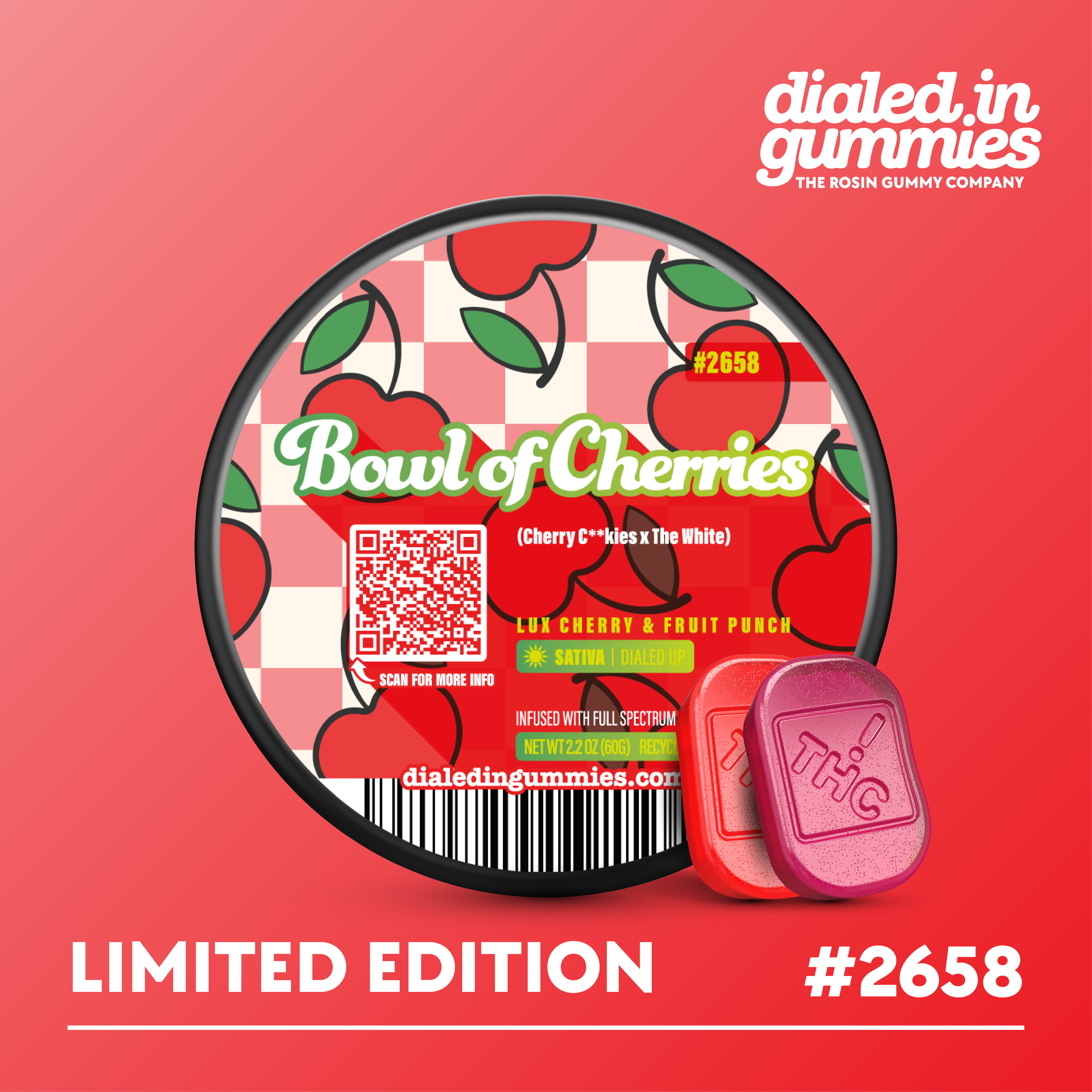 100mg - Bowl Of Cherries #2658 - Rosin Gummies (10pk)