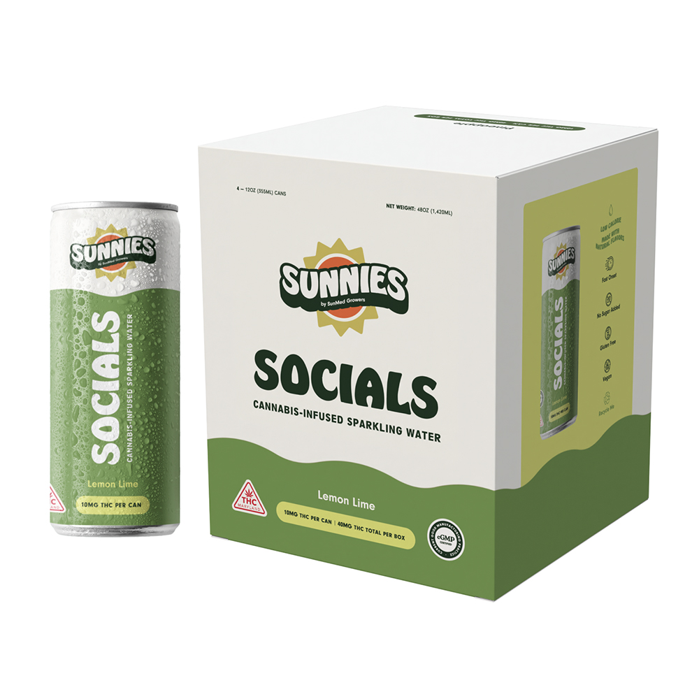 Socials - Lemon Lime Sparkling Water - 4pk - 40mg