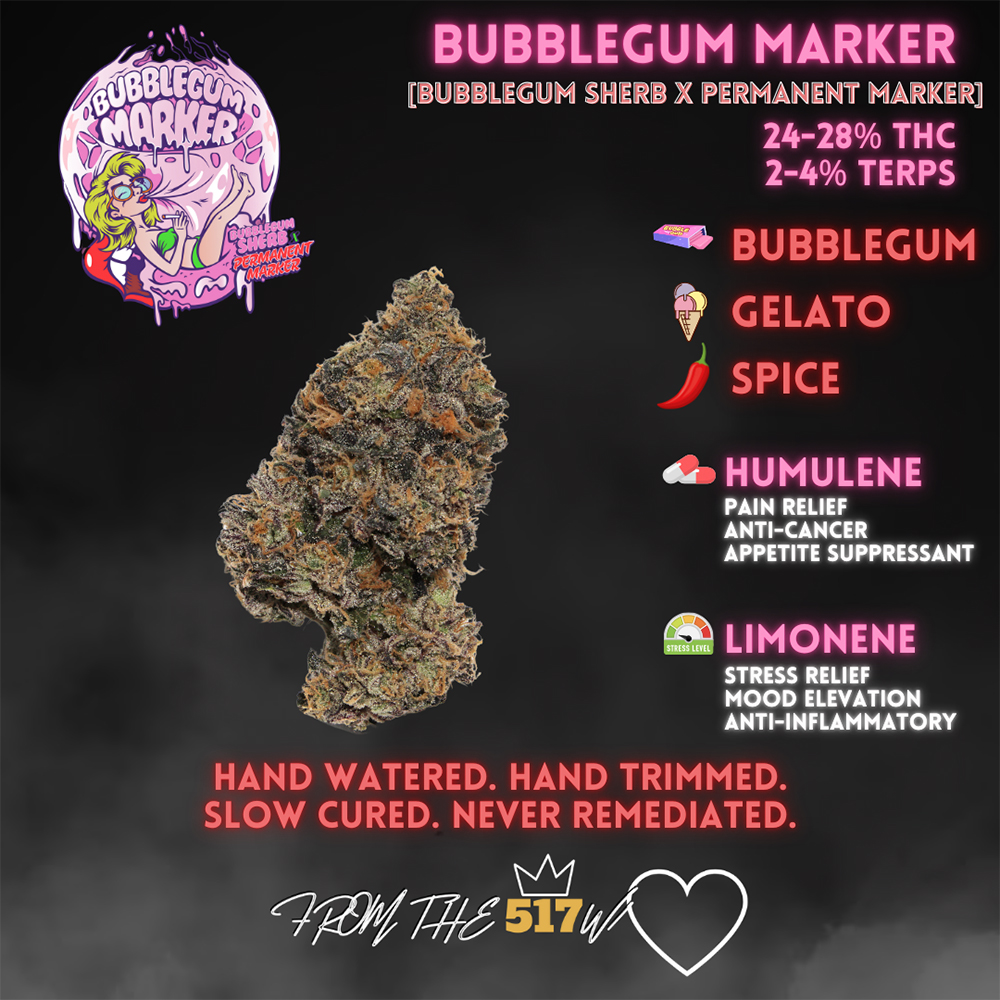 Bubblegum Marker dispensary product image, as labeled by the cited image source
