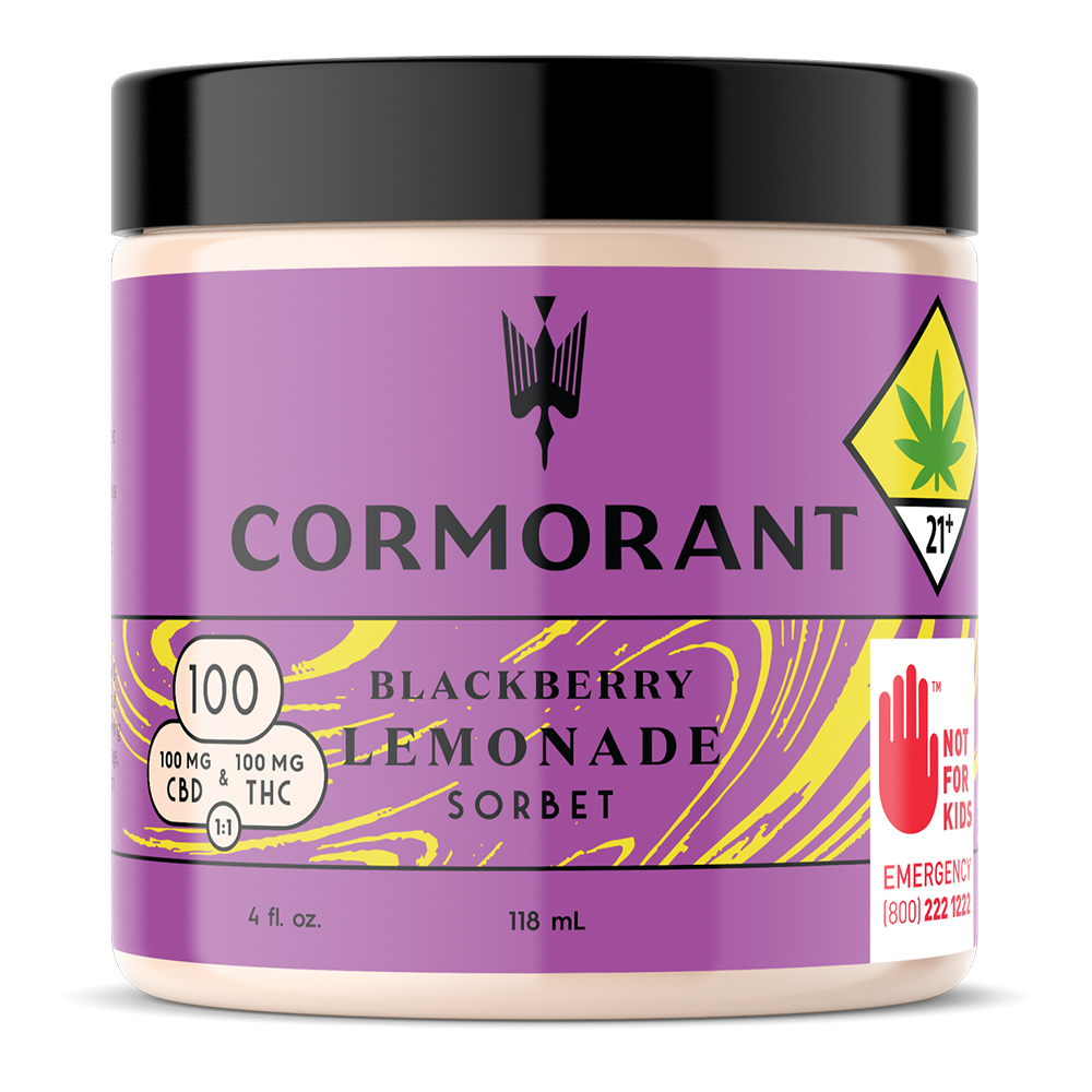 4 oz. 1:1 Blackberry Lemonade Sorbet - 100 mg CBD + 100 mg THC
