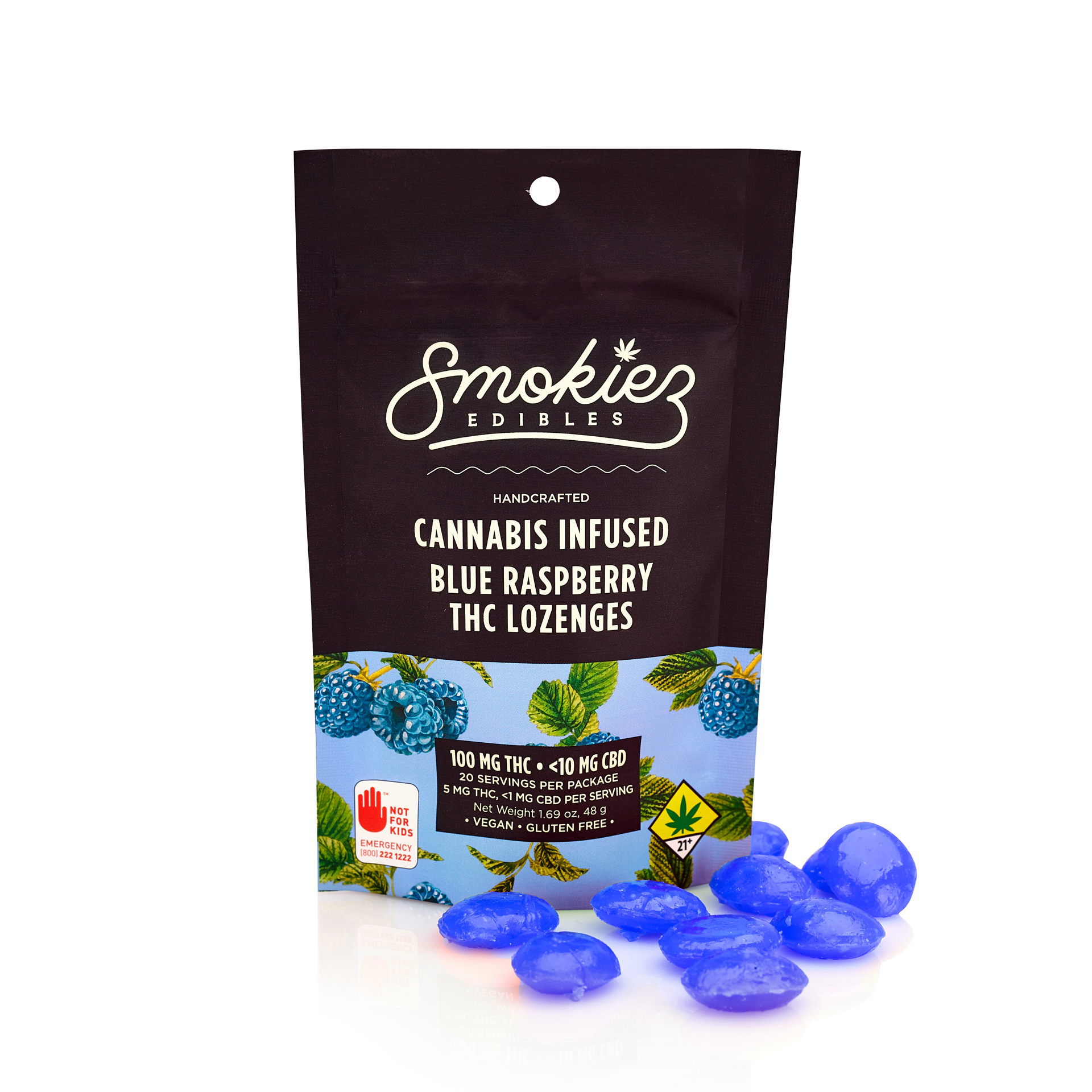 Blue Raspberry Hard Candy[10pk] (100mg) Smokiez Lozenges Jane