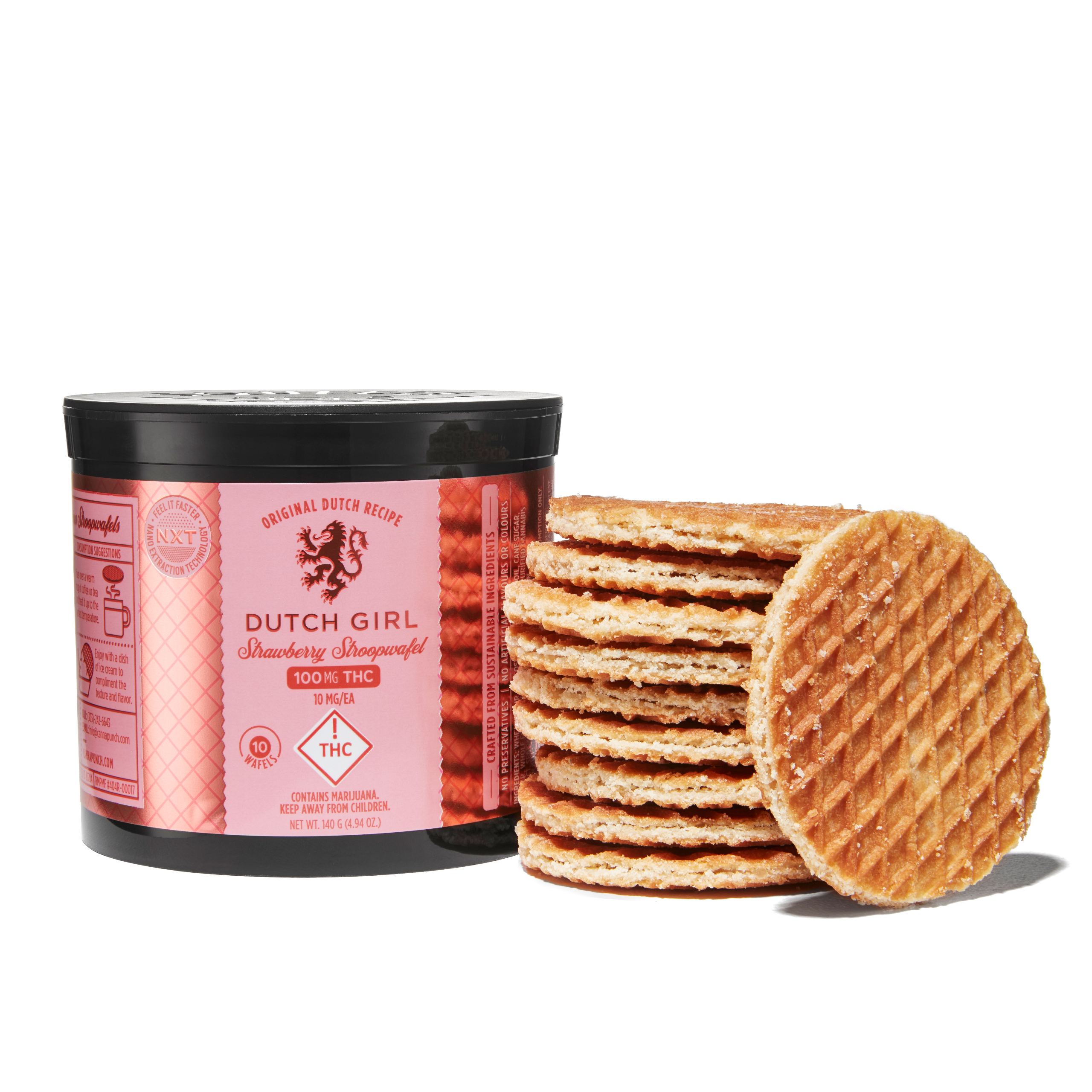 Strawberry Stroopwafels [10pk] (100mg) | Dutch Girl