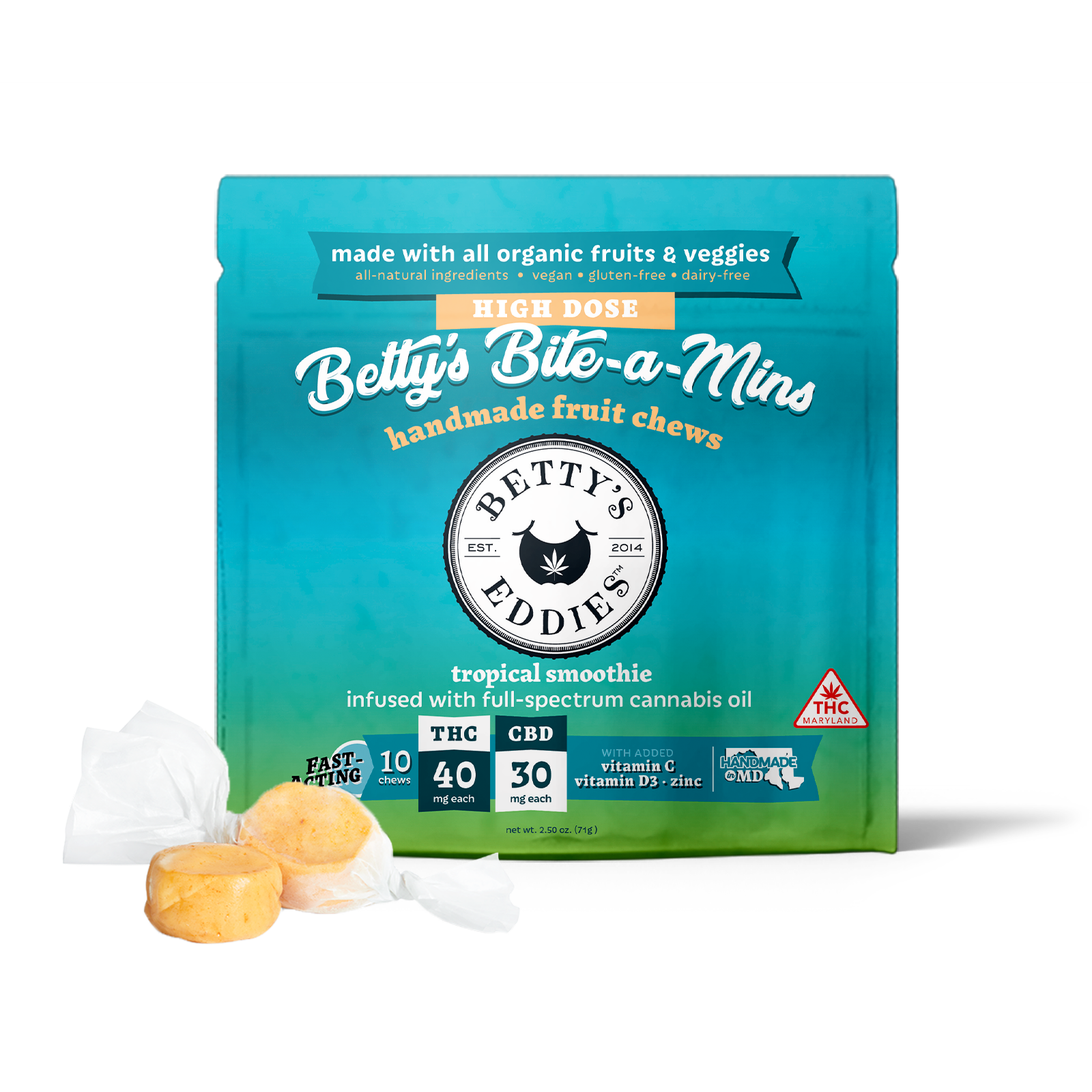 Betty's Bite-a-Mins - Tropical Smoothie [10pk] (400mg THC/300mg CBD)