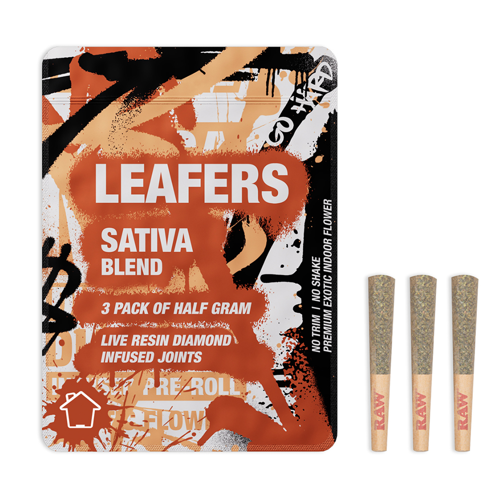 Shop Leafers Sativa Blend Diamond-Infused Joints [3 x .5g] | The