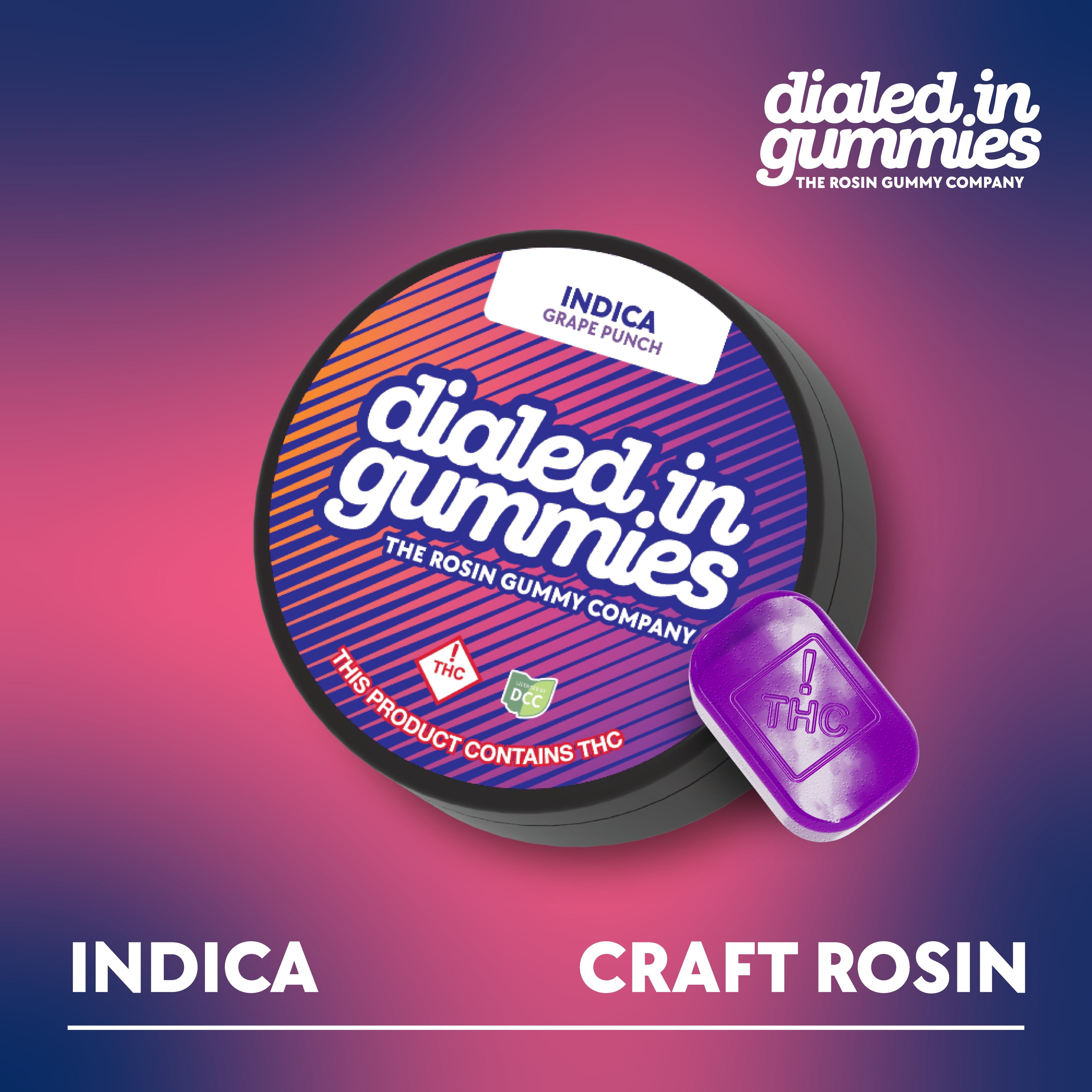 DIALED IN - GRAPE PUNCH - ROSIN GUMMIES - [100MG] - 10PK - INDICA