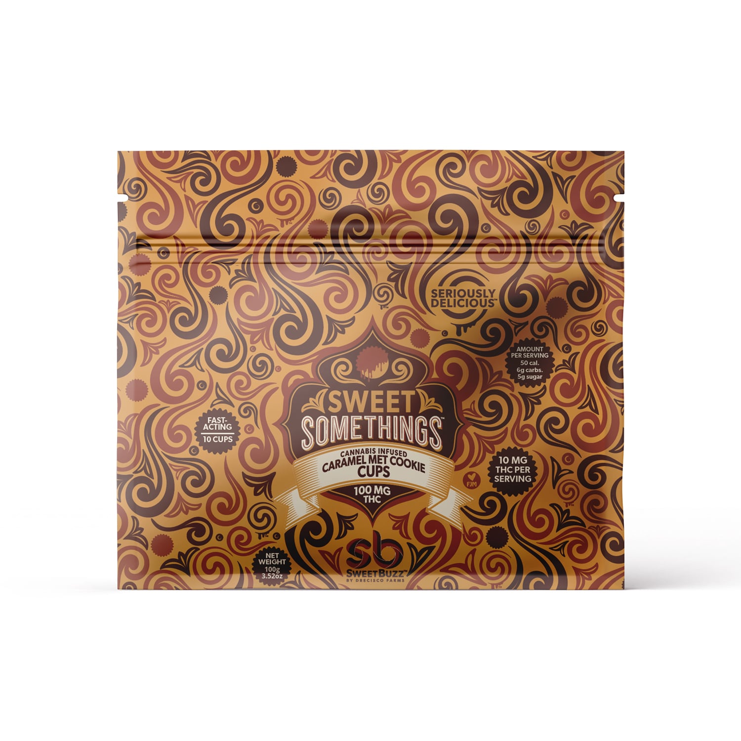 Fast-Acting Caramel Met Cookie Cups [10pk] (100mg)