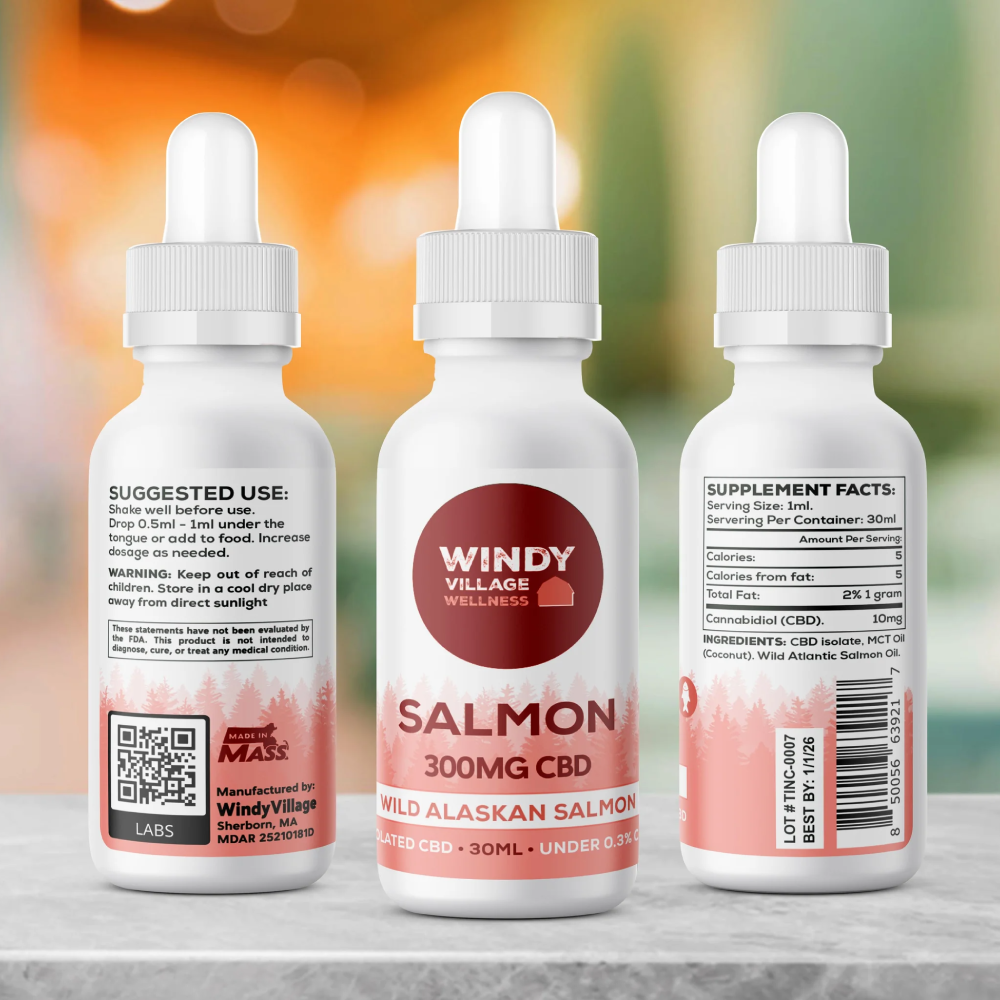 Windy Village - Hemp-Derived CBD Salmon Pet Tincture (300mg 30mL)
