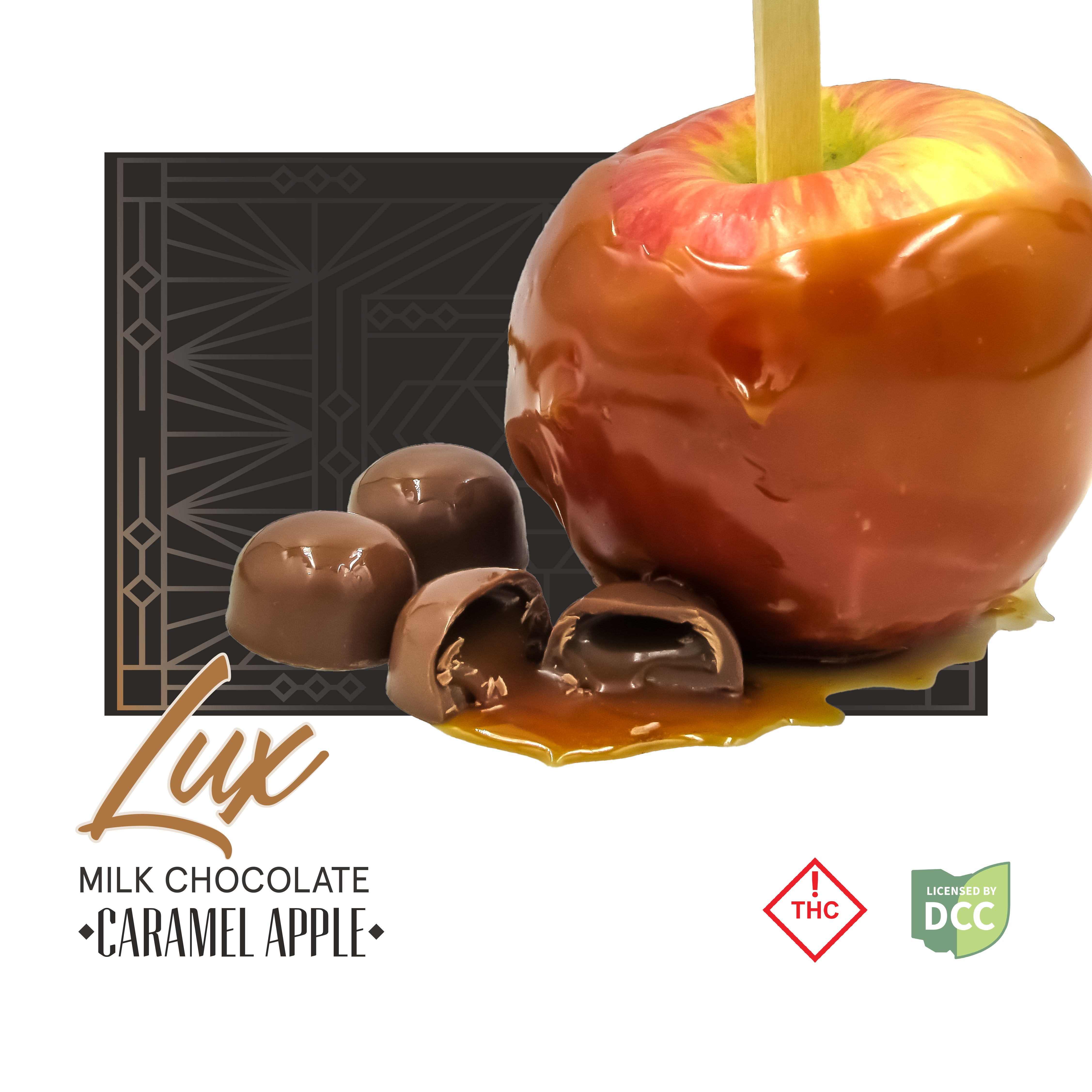 LUX - MILK CHOCOLATE CARAMEL APPLE - CARAMEL FILLED CHOCOLATE - [100MG] - 10PK