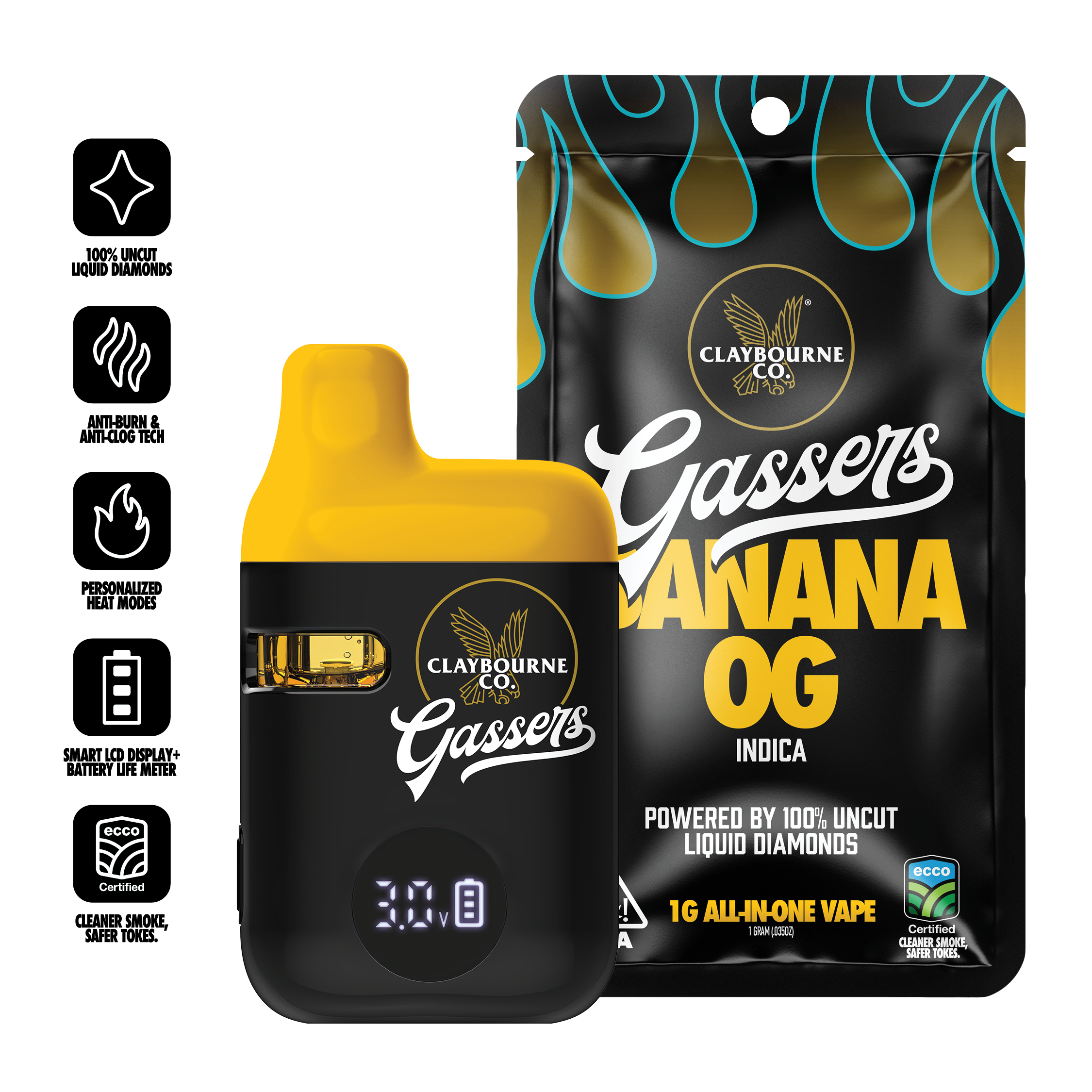 Banana OG (1g) - Gassers All-In-One Liquid Diamonds Vape