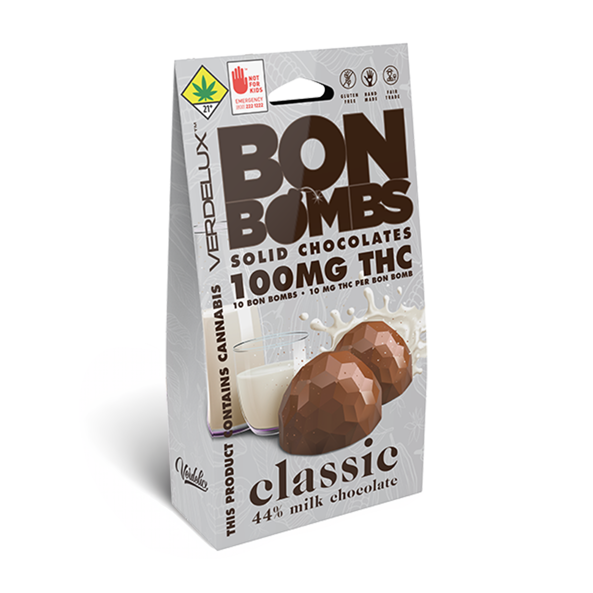 Chocolates BON BOMBS Classic Milk (DOHC) Edibles - 10pk 100mg THC