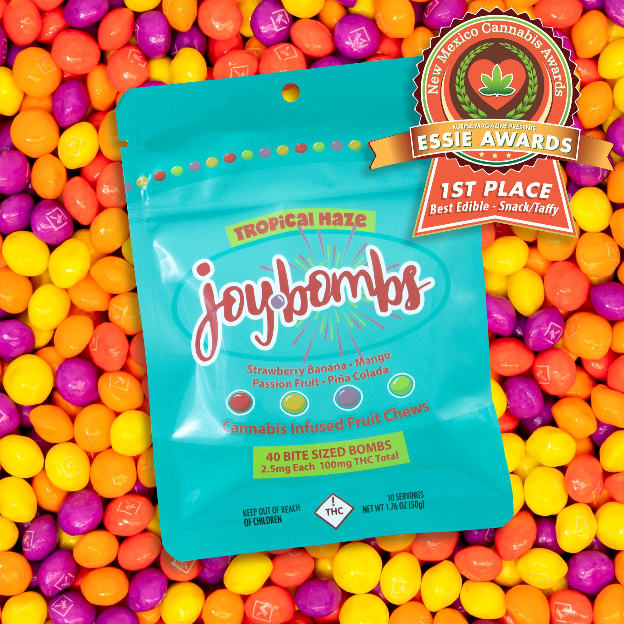 Joy Bombs Tropical Haze - 100mg THC (40pk / 2.5mg THC ea)