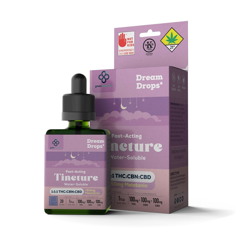 Dream Drops 1:1:1 + Melatonin [1oz] (100mg CBD/100mg THC/100mg CBN/50mg Melatonin)