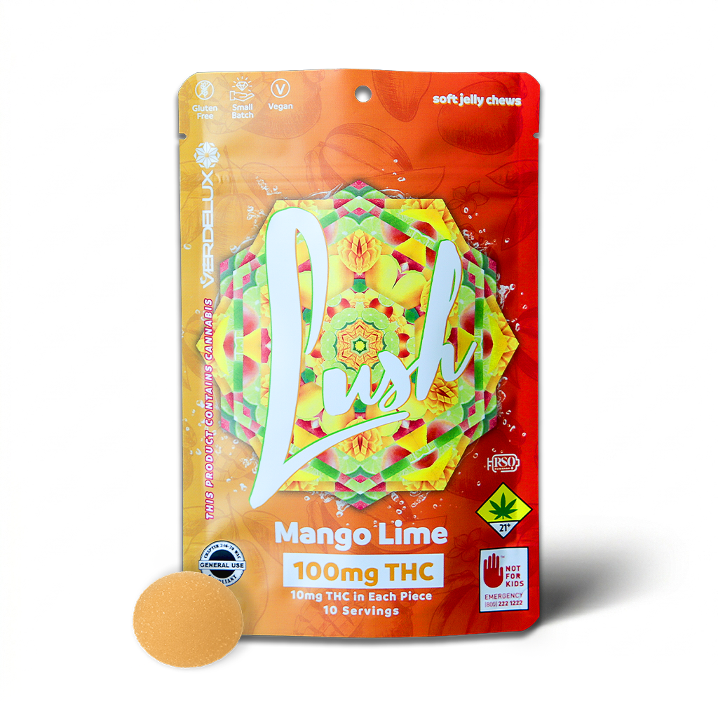 Gummies Lush Mango Lime (DOHC) Edibles - 10pk 100mg THC