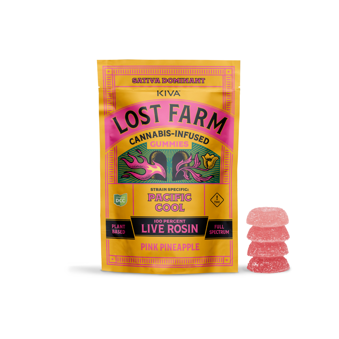 LOST FARM - PACIFIC COOL X PINK PINEAPPLE - LIVE ROSIN GUMMIES - [100MG] - 10PK - SATIVA