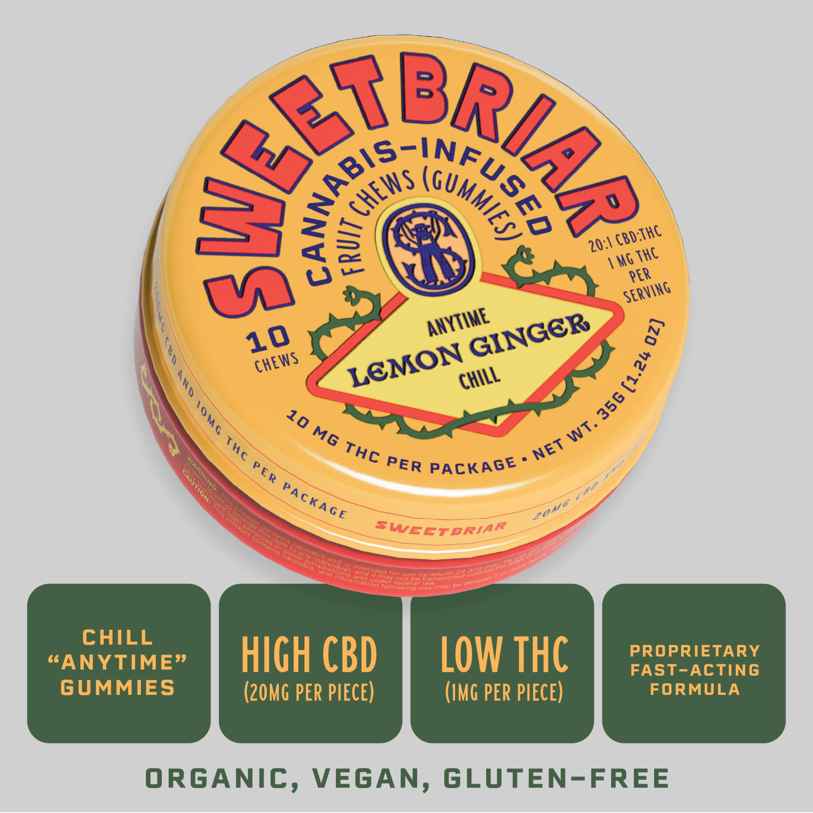 20:1 Lemon Ginger [10pk] (200mg CBD/10mg THC)