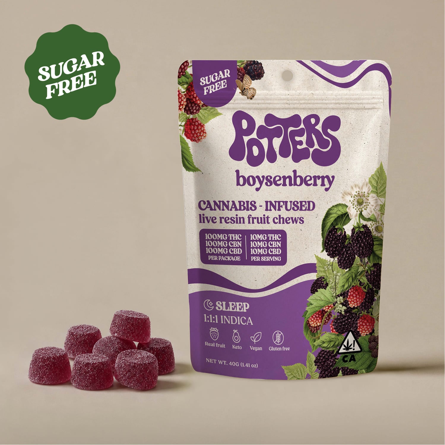 1:1:1 Boysenberry [10pk] (100mg THC/100mg CBD/100mg CBN)
