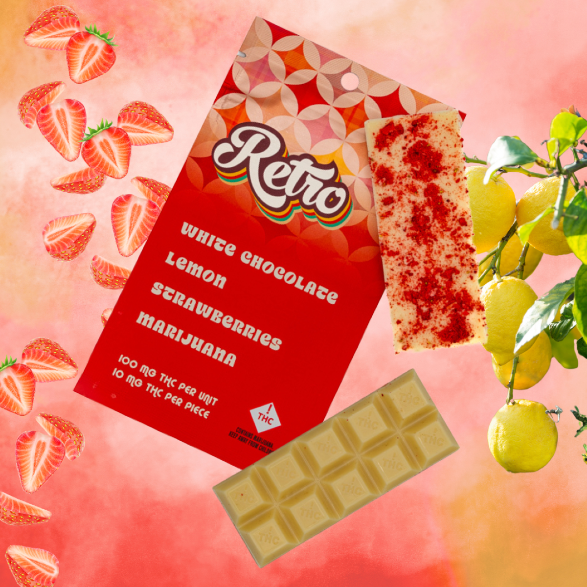 White Chocolate. Lemon. Strawberries. Marijuana - 100mg THC