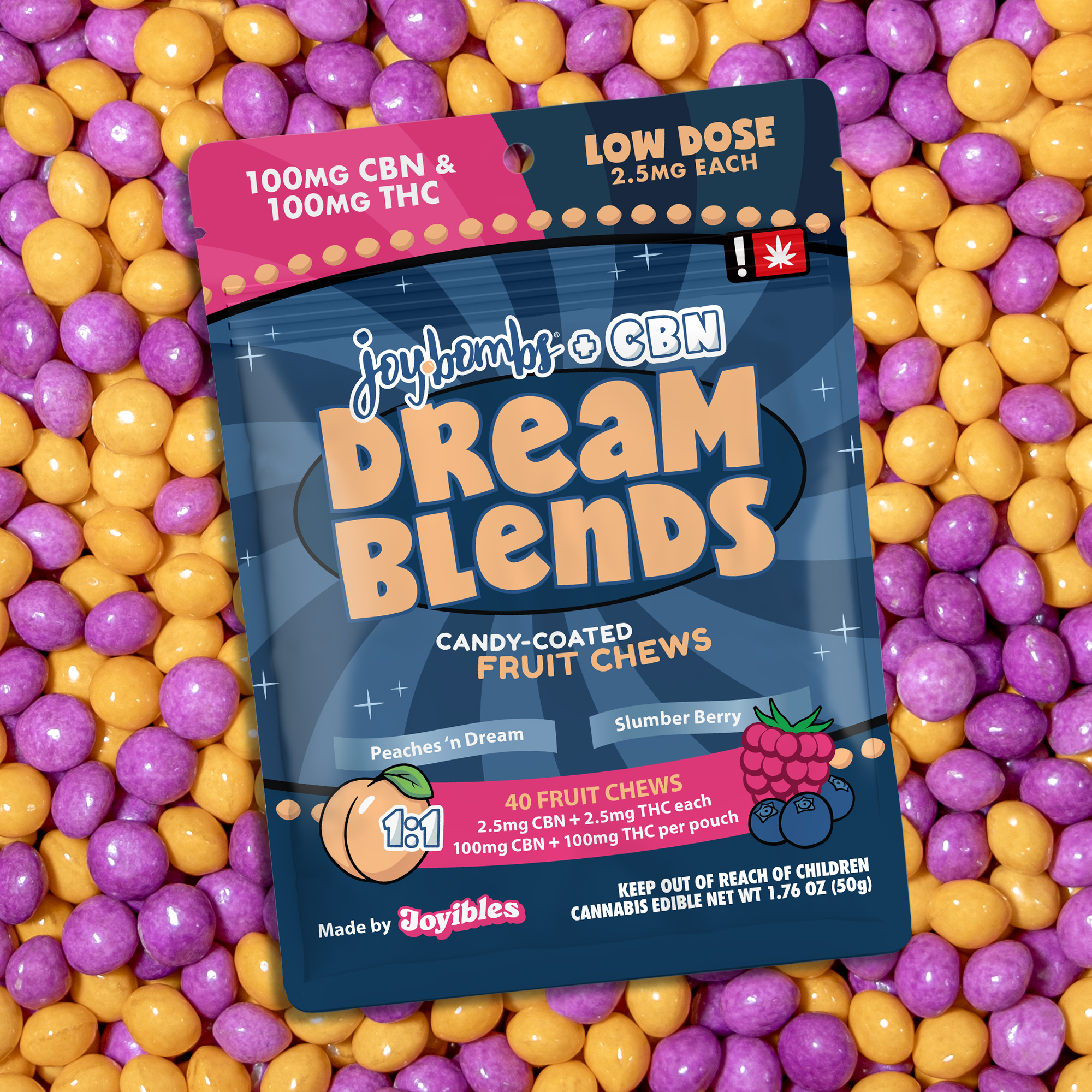 Joy Bombs + CBN 1:1 Dream Blends - 100mg THC (40pk / 2.5mg THC & 2.5mg CBN ea)