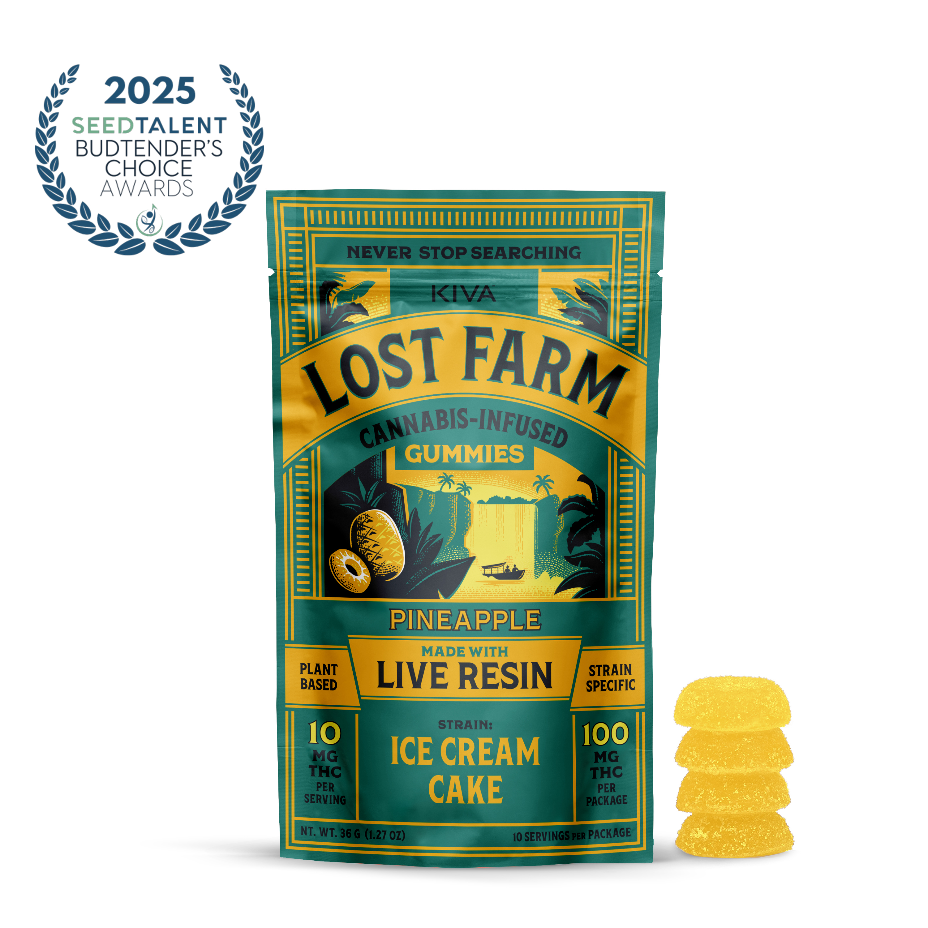 10mg Lost Farm 'Ice Cream Cake x Pineapple' Live Resin Gummies 100mg THC total