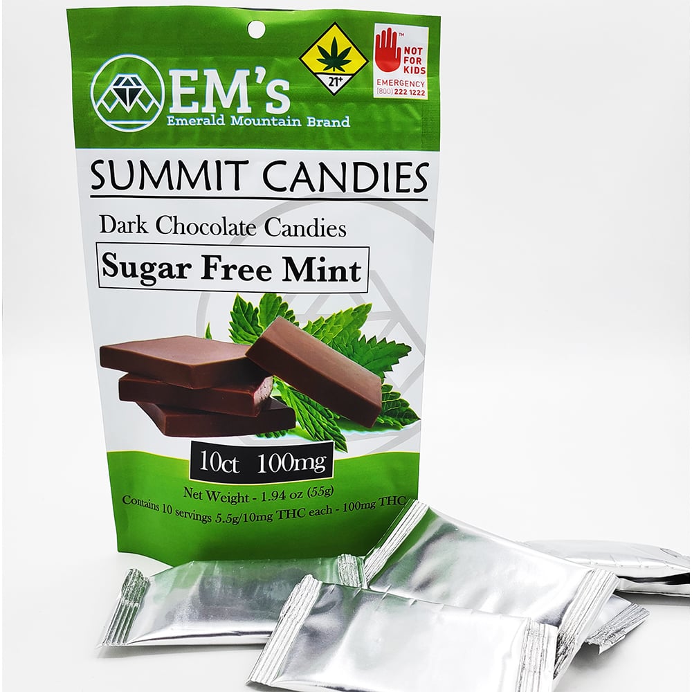 Sugar Free Dark Chocolate - Mint [10pk] (100mg)
