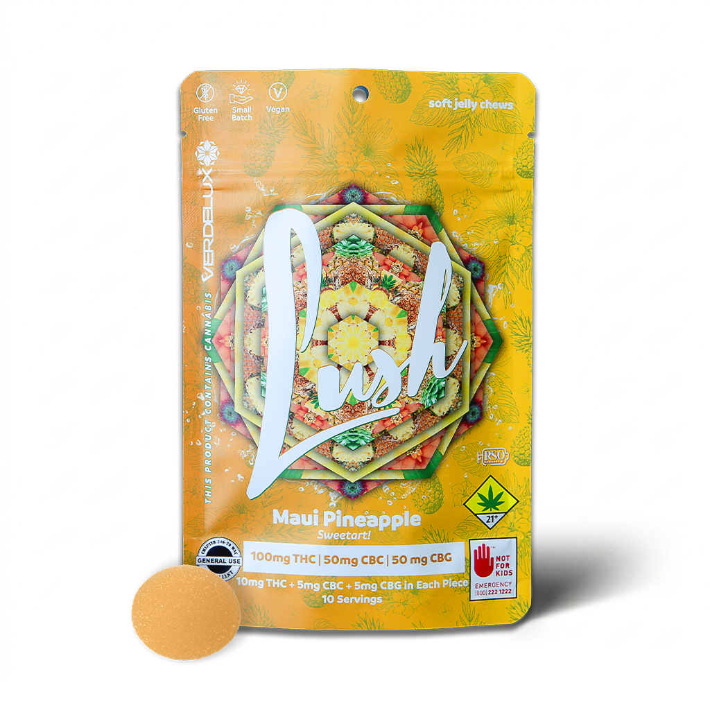 Gummies Lush Maui Pineapple 2:1:1 (DOHC) Edibles- 10pk 100mg THC | 50mg CBC | 50mg CBG