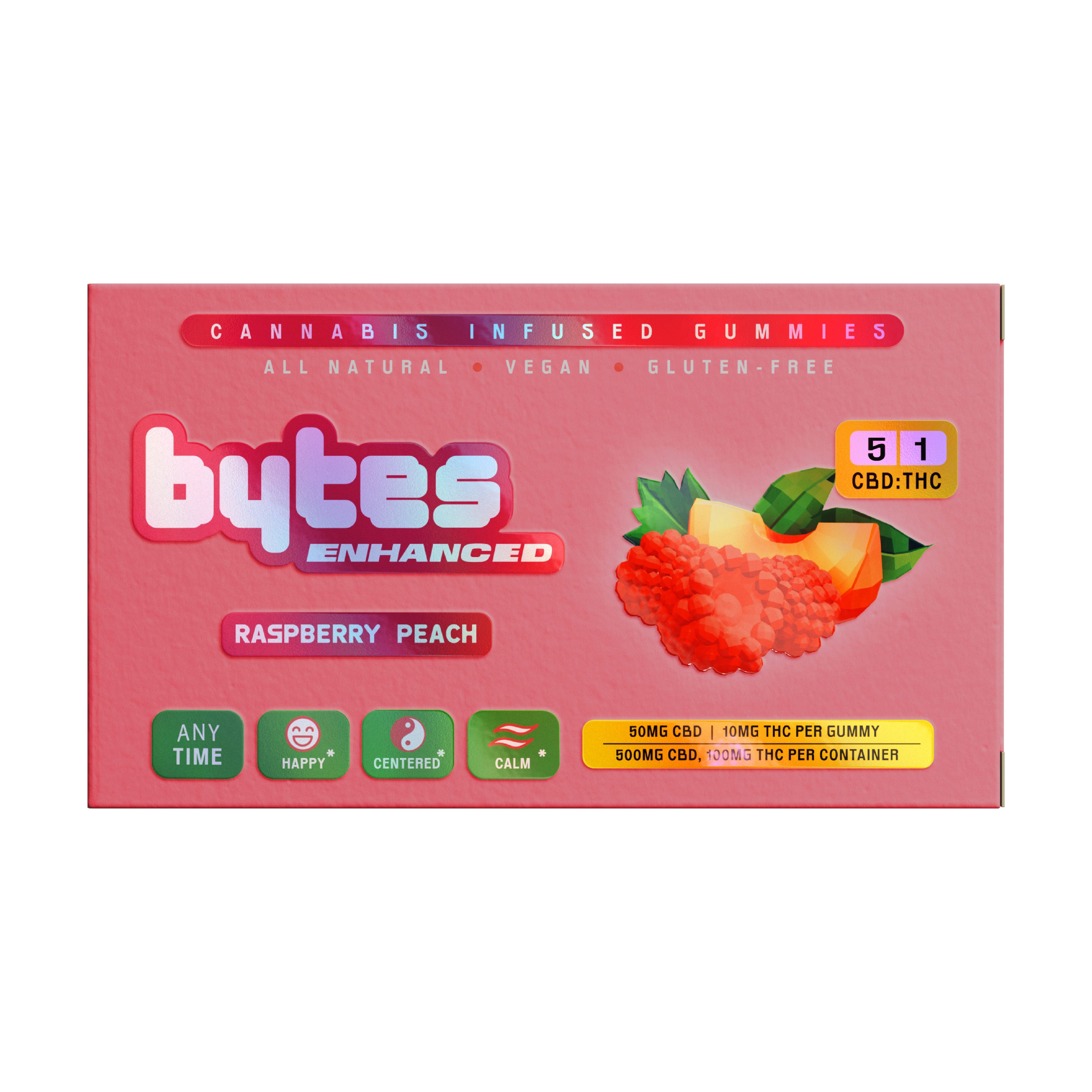5:1 Raspberry Peach [10pk] (500mg CBD/100mg THC)
