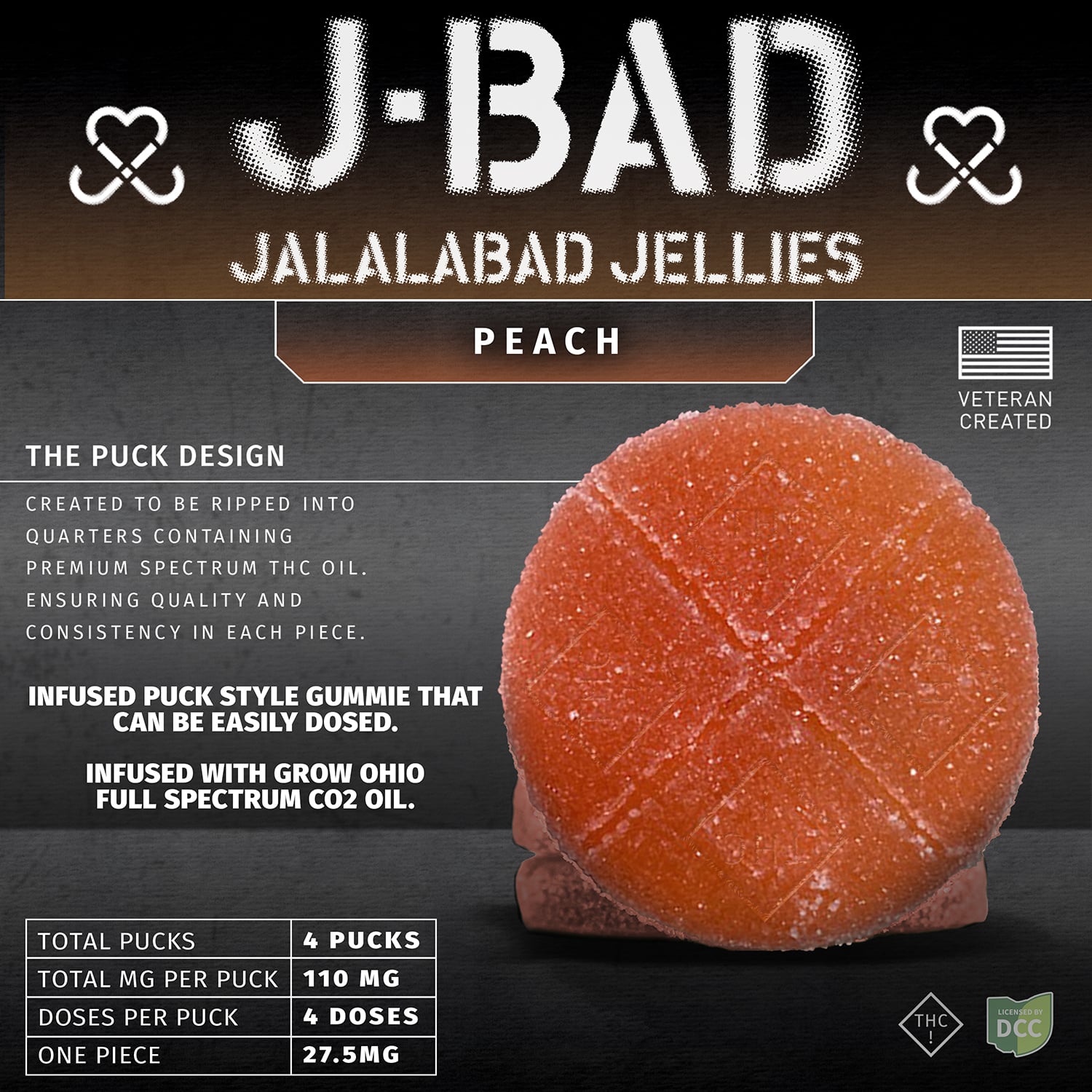 JBAD - PEACH SOUR - GUMMIES - [440MG] - 16PK
